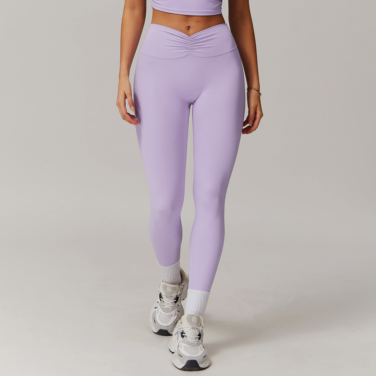 Soft Fabric Twist Pleats Yoga Leggings 9141