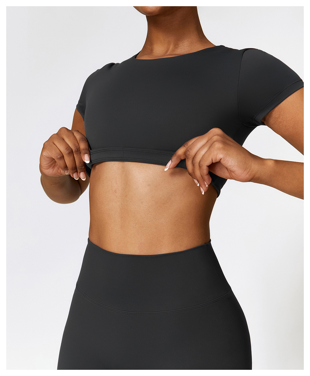 Soft Fabric Short Sleeves Crop Yoga Top 8519