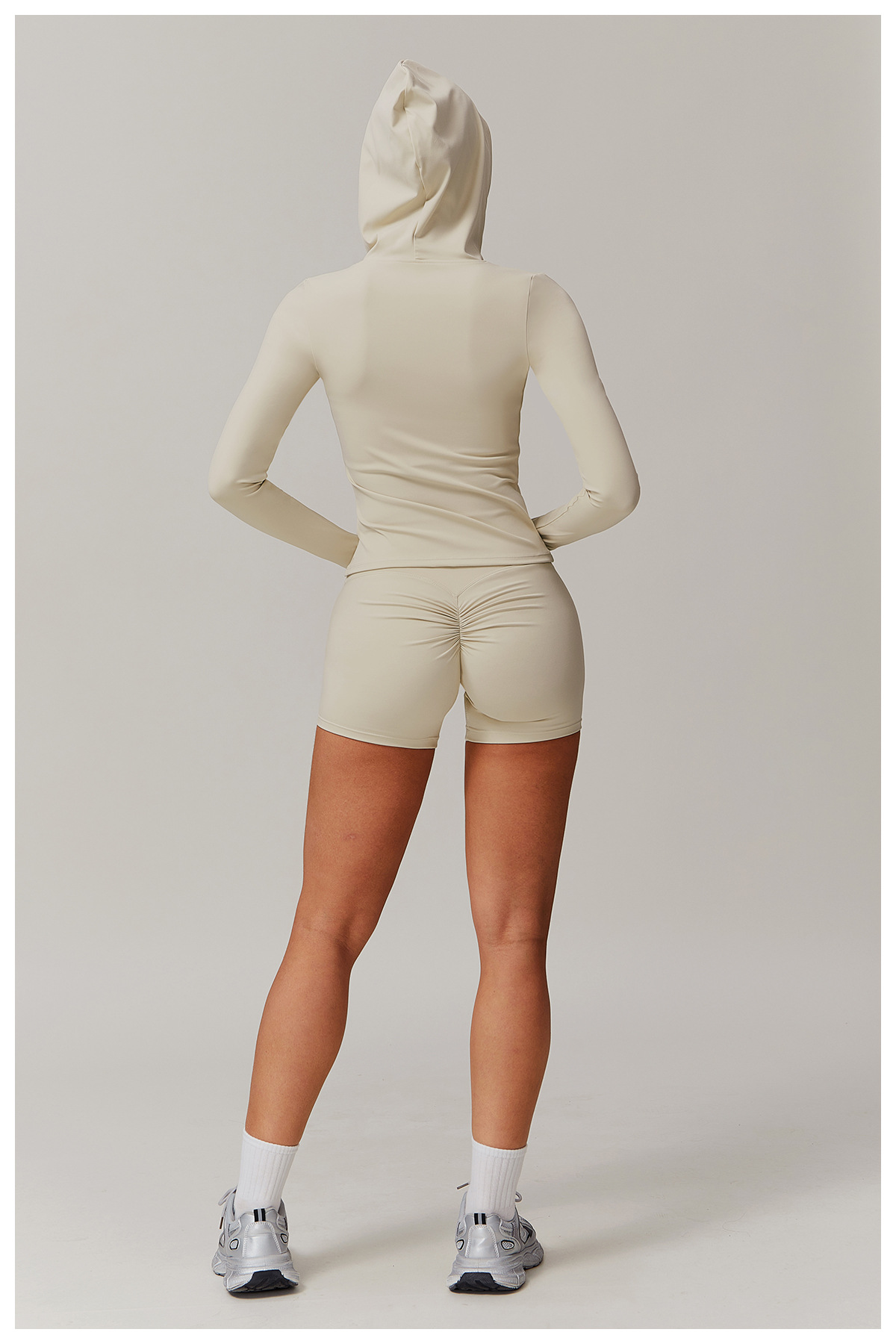 Soft Fabric Zip Down Slim Hooded Yoga Top 9142