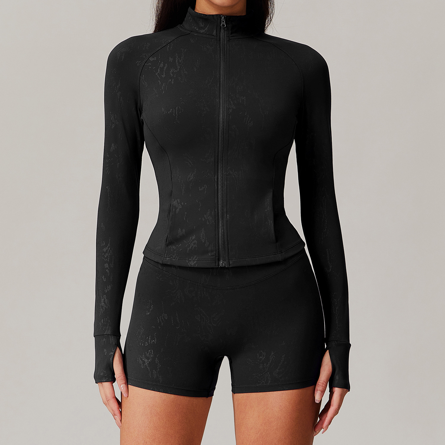 Hot Stamping Soft Fabric Zip Down Yoga Top 9140