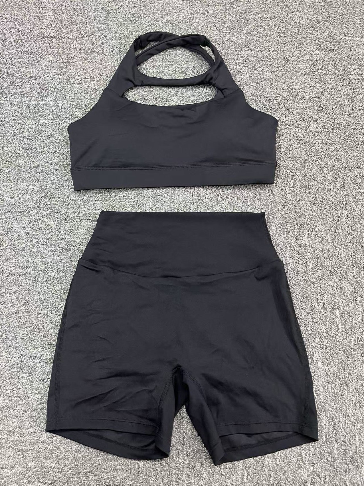 Backless Fitness Running Sprots Bra And High Waist Shorts sets QS59520+8019