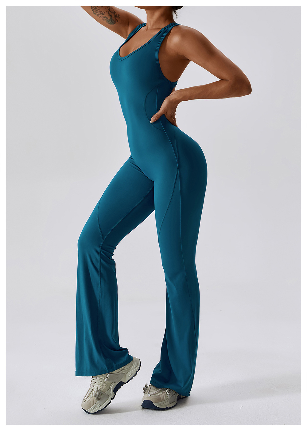 Soft Fabric Flare Jumpsuit 8117