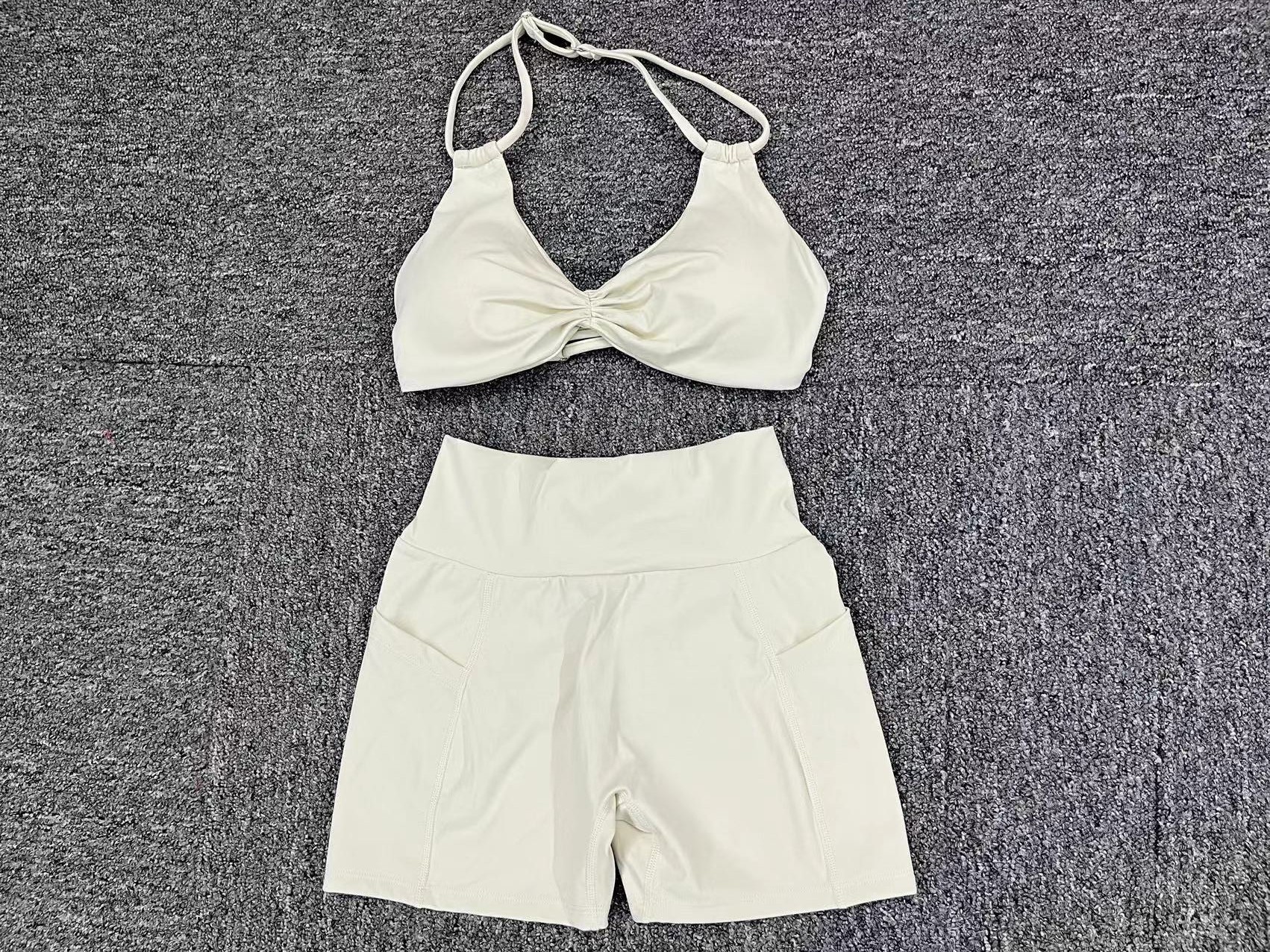 Nude Yoga Clothes With Pockets On Both Sides, Quick-Drying Tight Suit  QS74068+42352