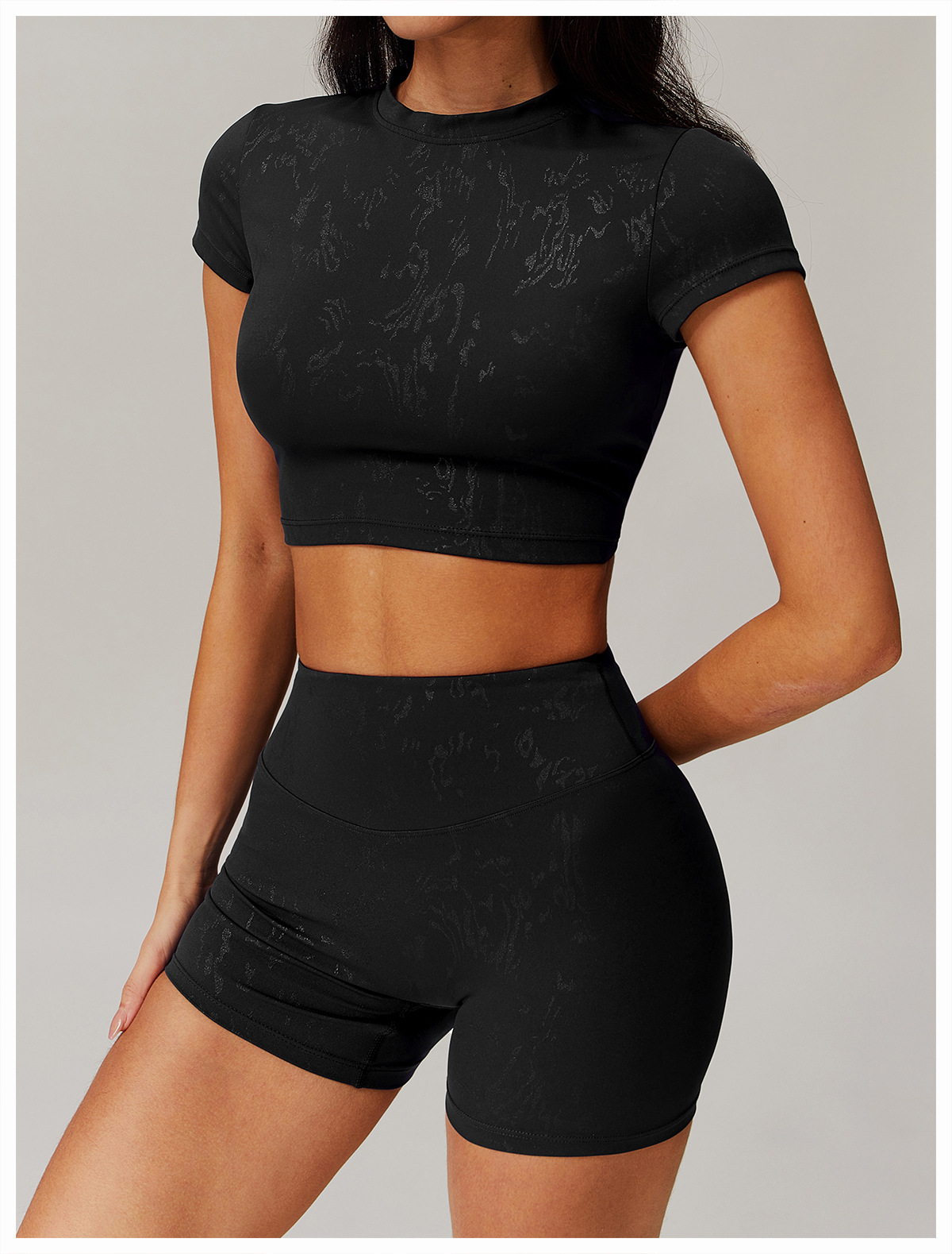 Hot Stamping Soft Fabric Crop Yoga Top 9140