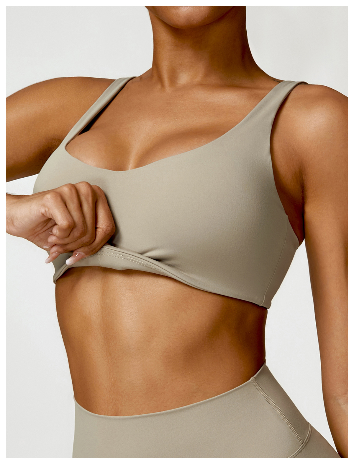Soft Fabric Double Straps Crop Yoga Bra 8518