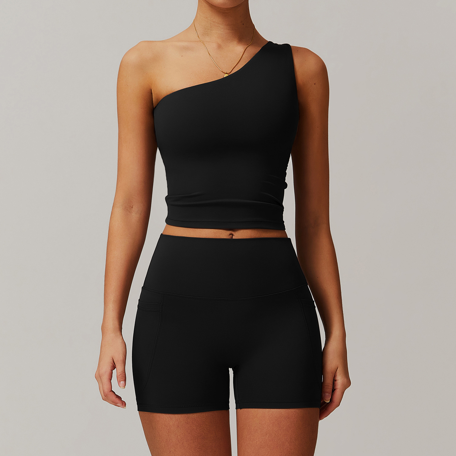 Soft Fabric One Shoulder Yoga Sets 4 Options 8408