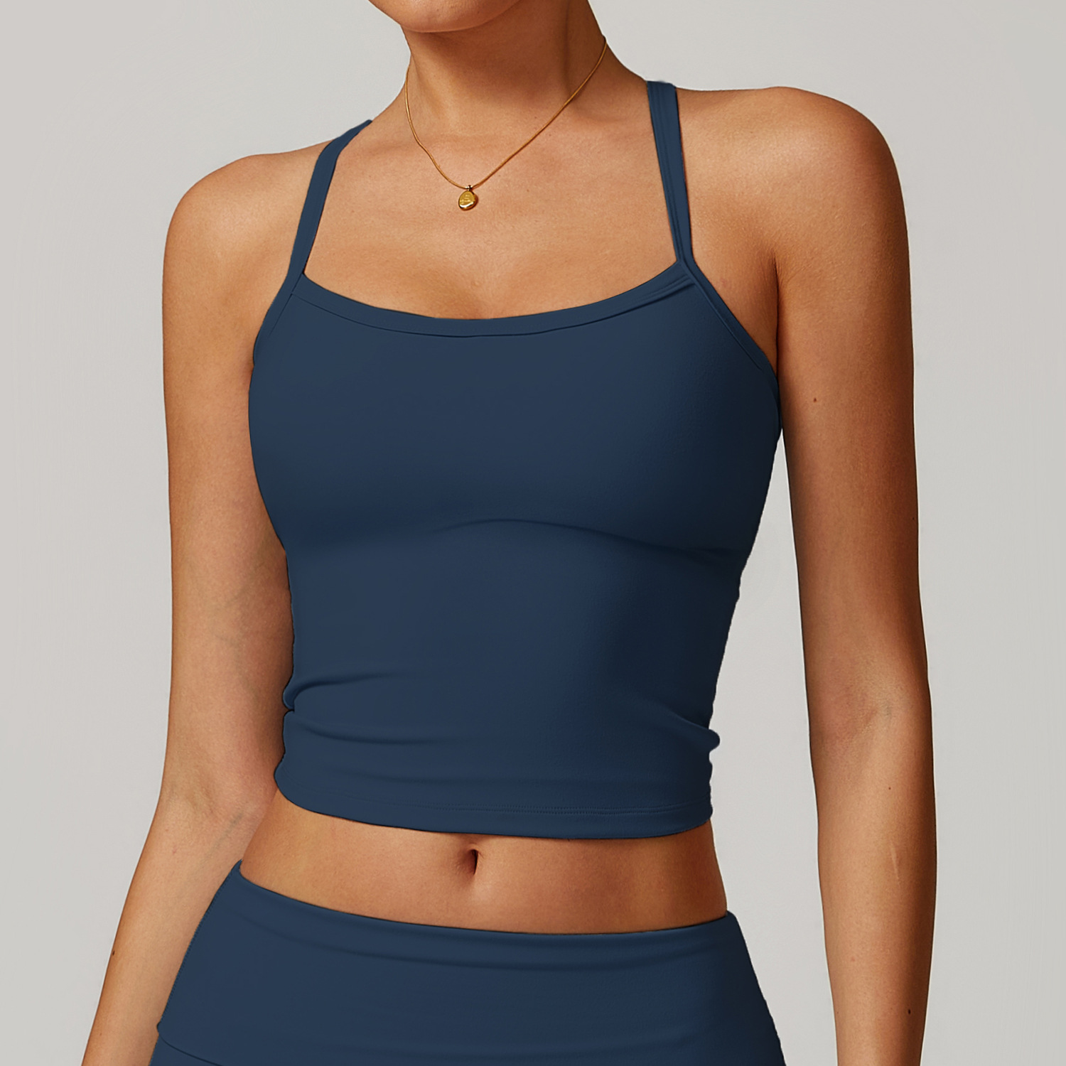 Soft Fabric Thin Straps Slim Yoga Vest 8519