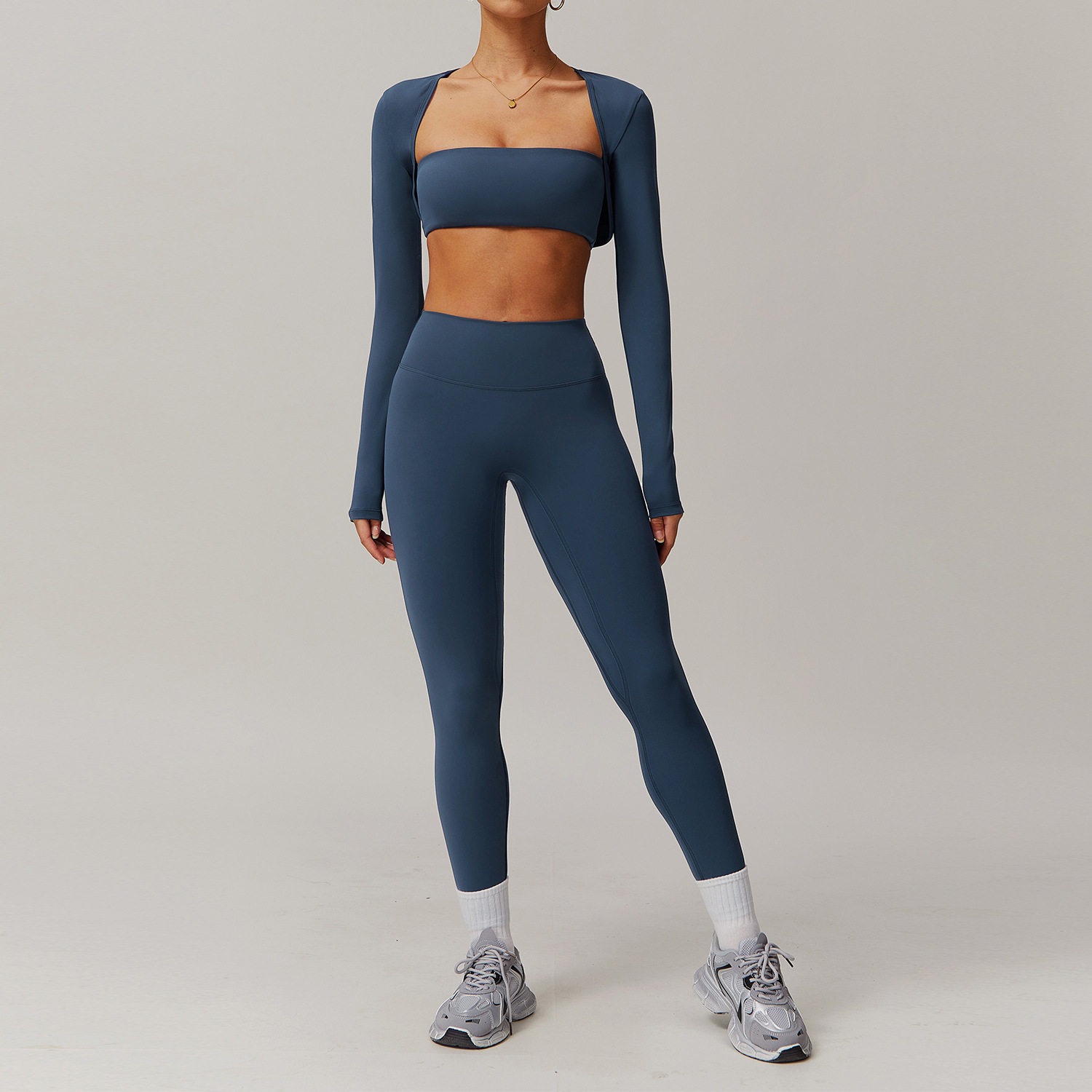 Soft Fabric Three Pieces Slim Hooded Yoga Set 9142