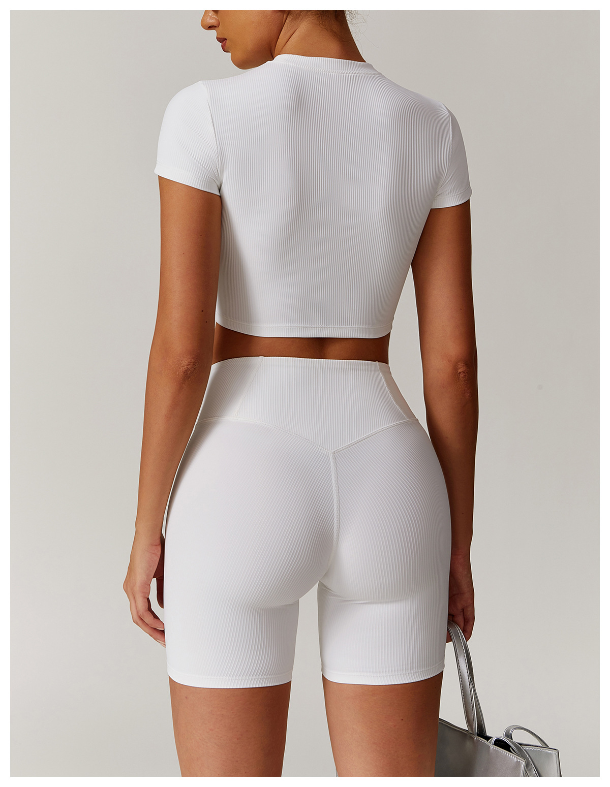 Long & Short Sleeves Ribbed Yoga Shorts Sets 3 Options 9018