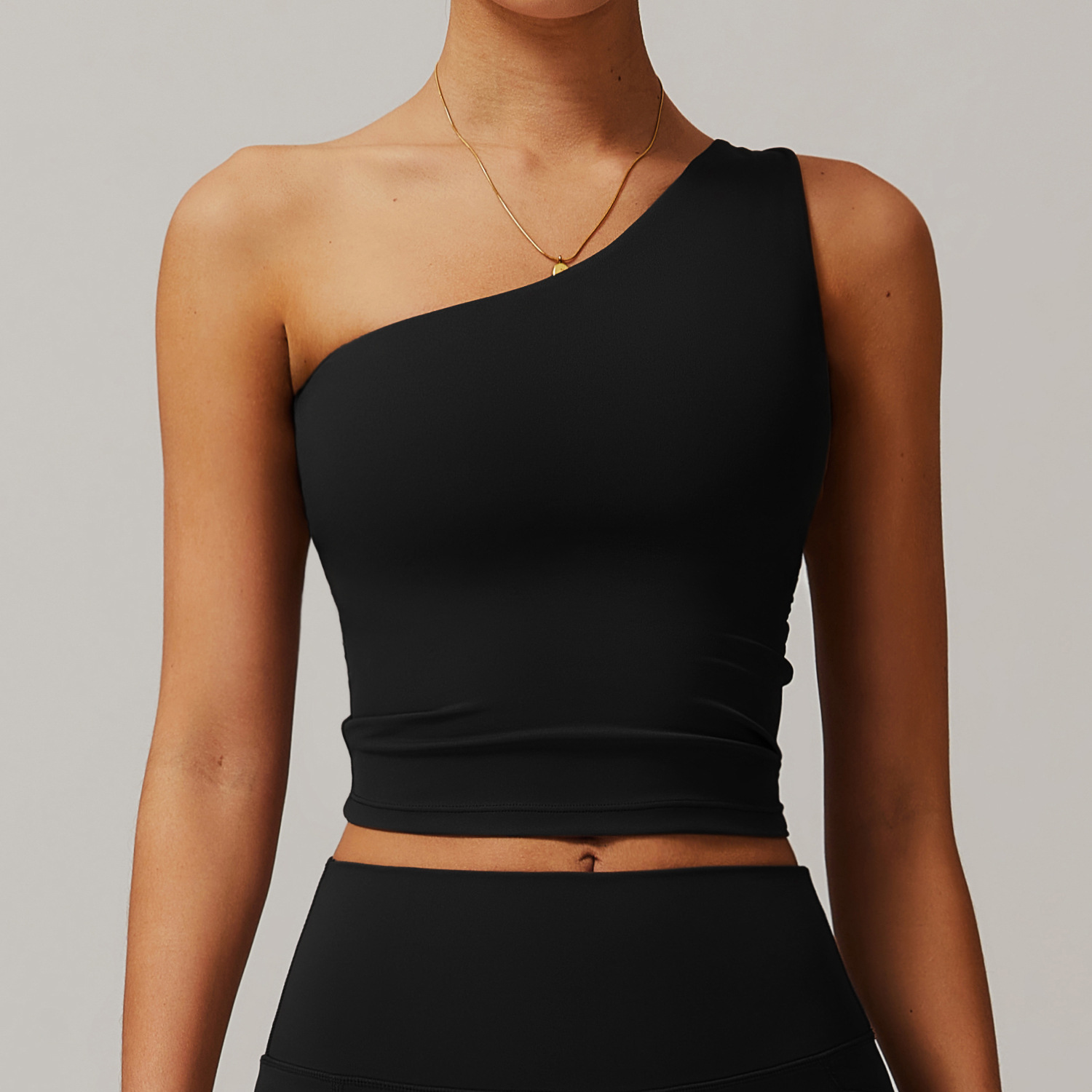 Soft Fabric One Shoulder Yoga Vest 8408