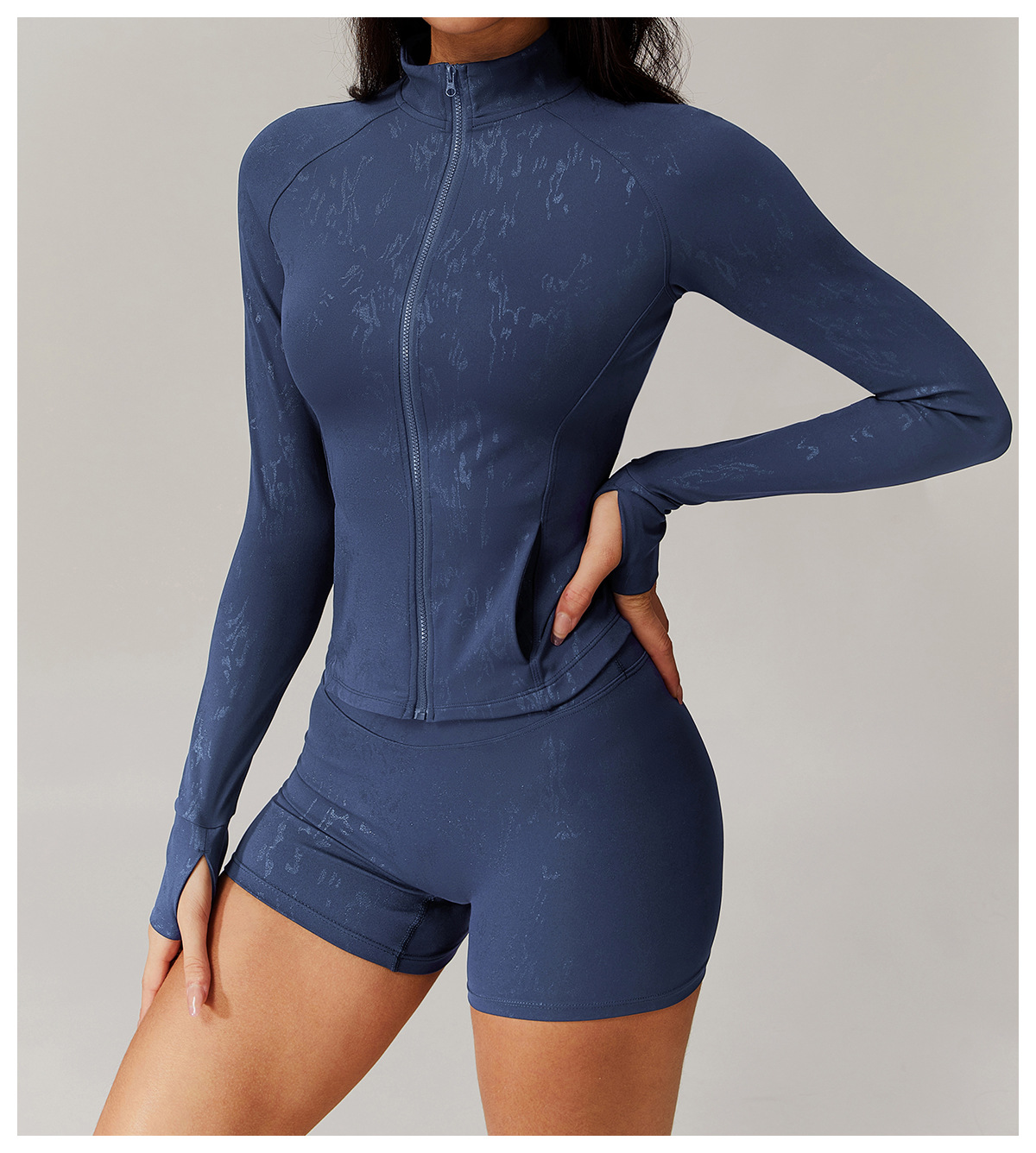 Hot Stamping Soft Fabric Zip Down Yoga Top 9140