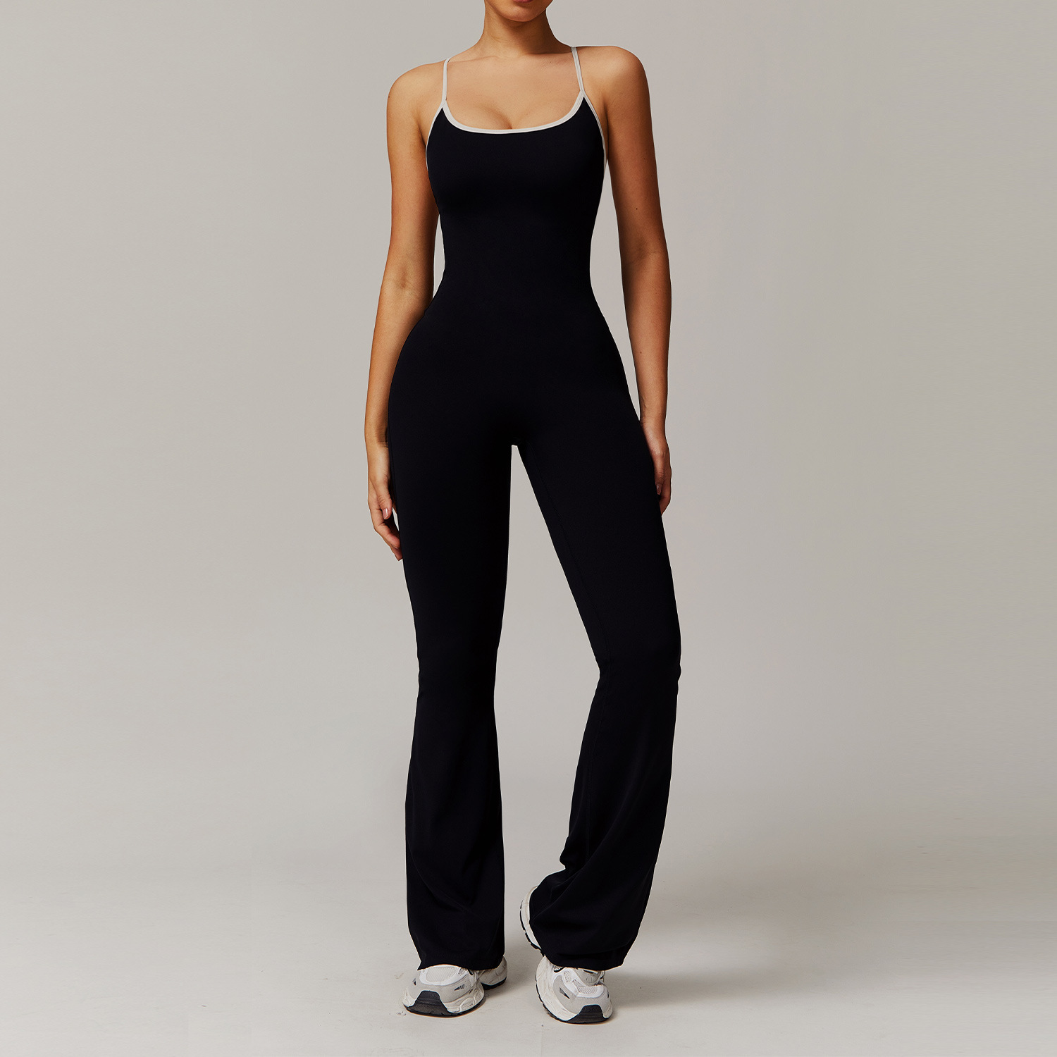 Soft Fabric Backless Flare Jumpsuit 3013