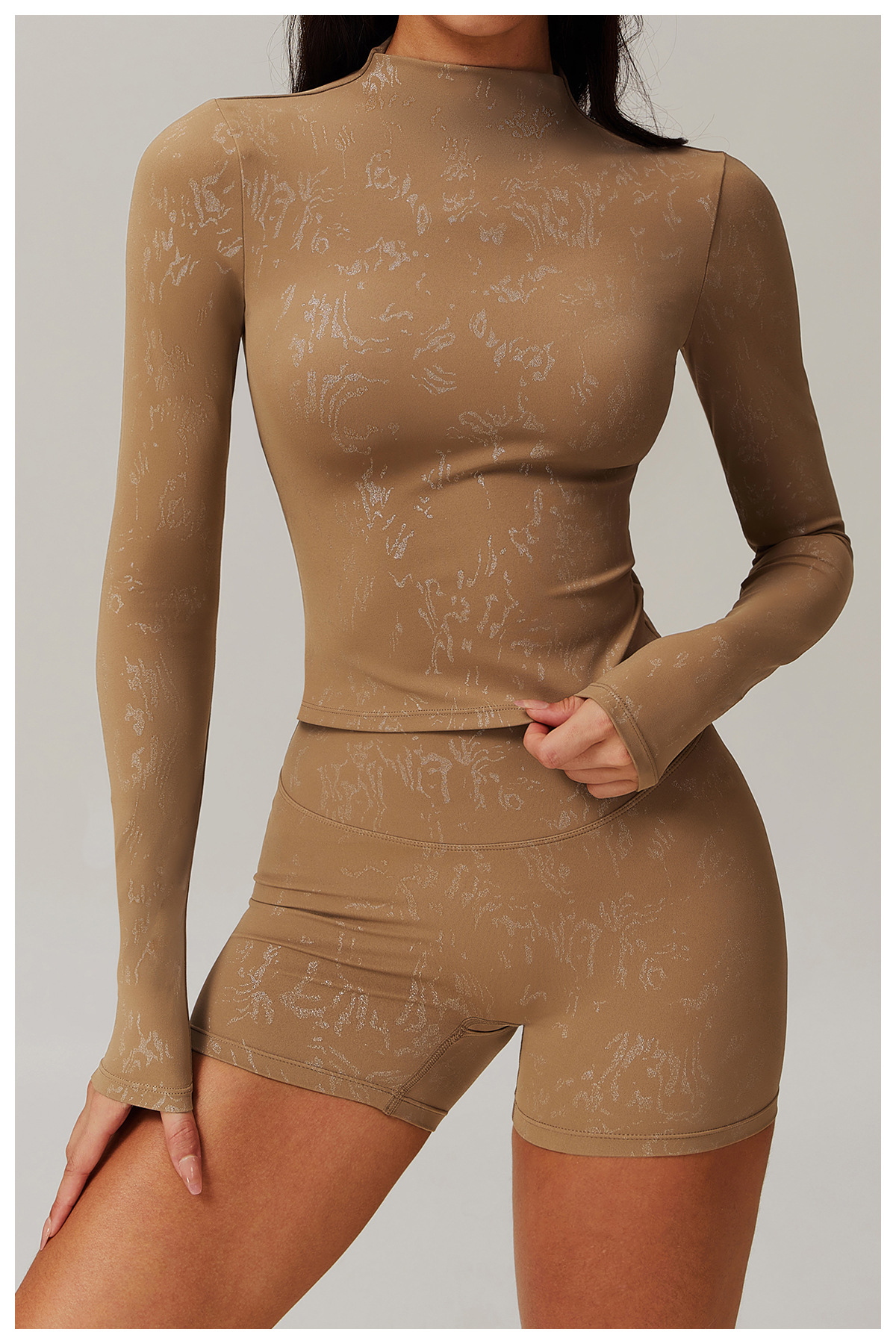 Hot Stamping Soft Fabric Long Sleeve Yoga Top 9140