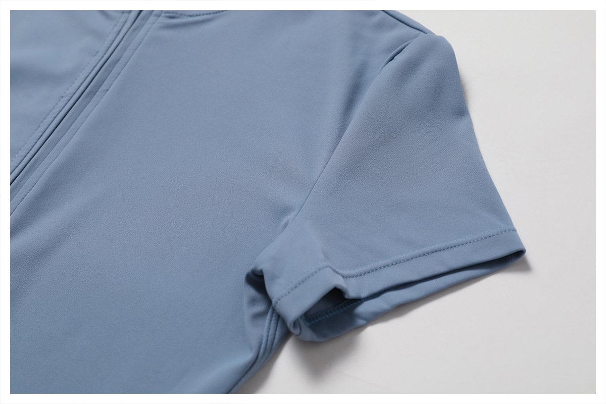 Soft Fabric Zip Down Short Sleeve Romper 8294