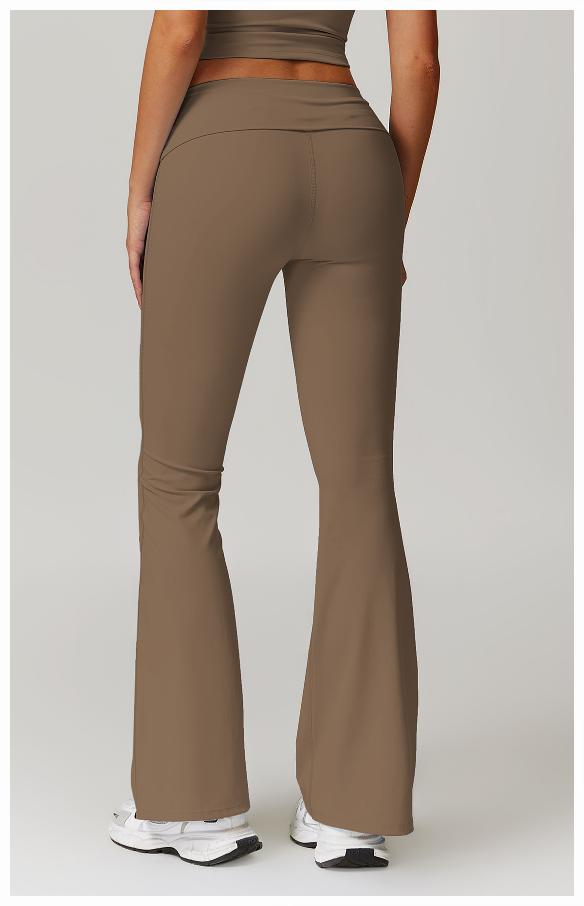 Soft Fabric Folded Waist Flare Yoga Leggings 8791