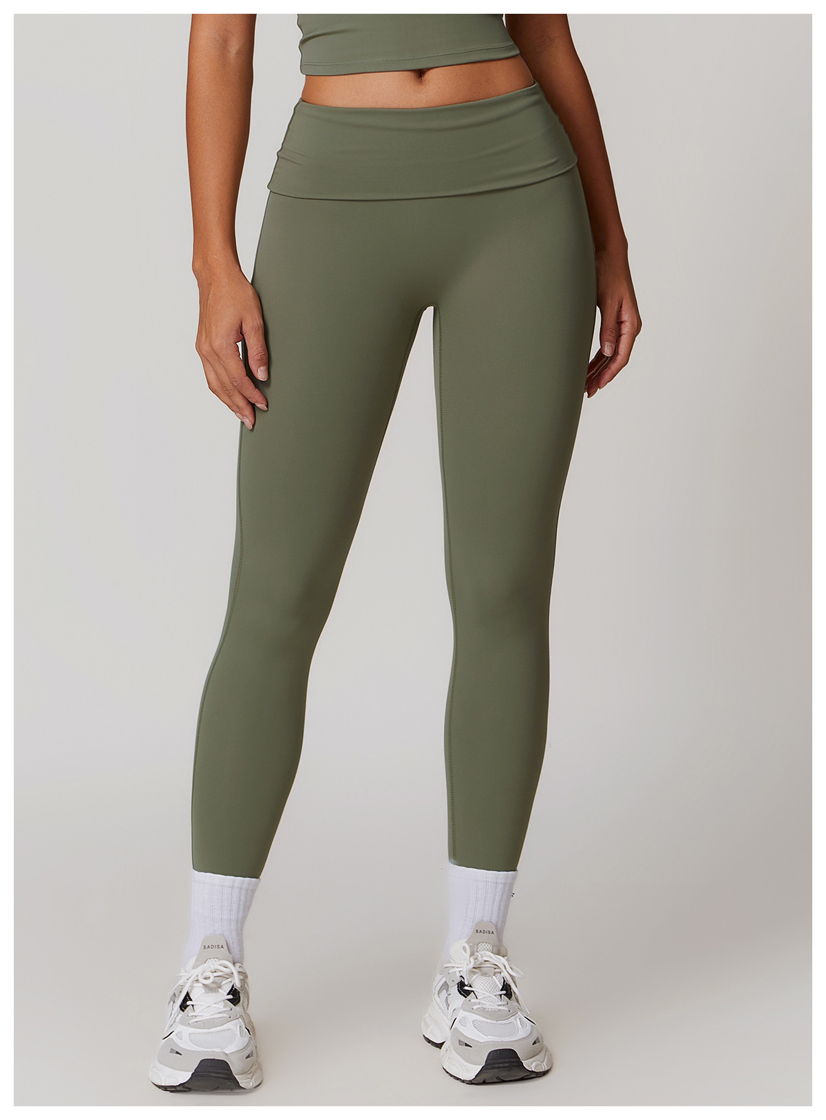 Soft Fabric Folded Waist Yoga Leggings 8791
