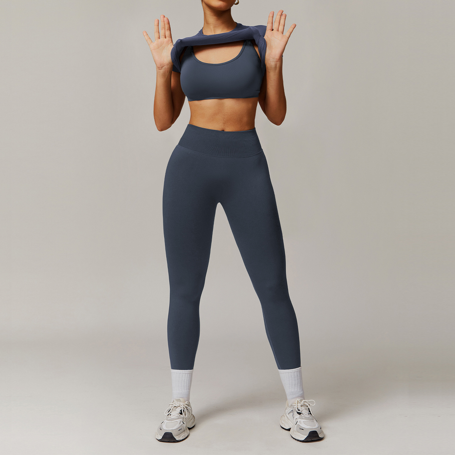 Seamless Scrunch Three Pieces Yoga Sets 4 Options 7731