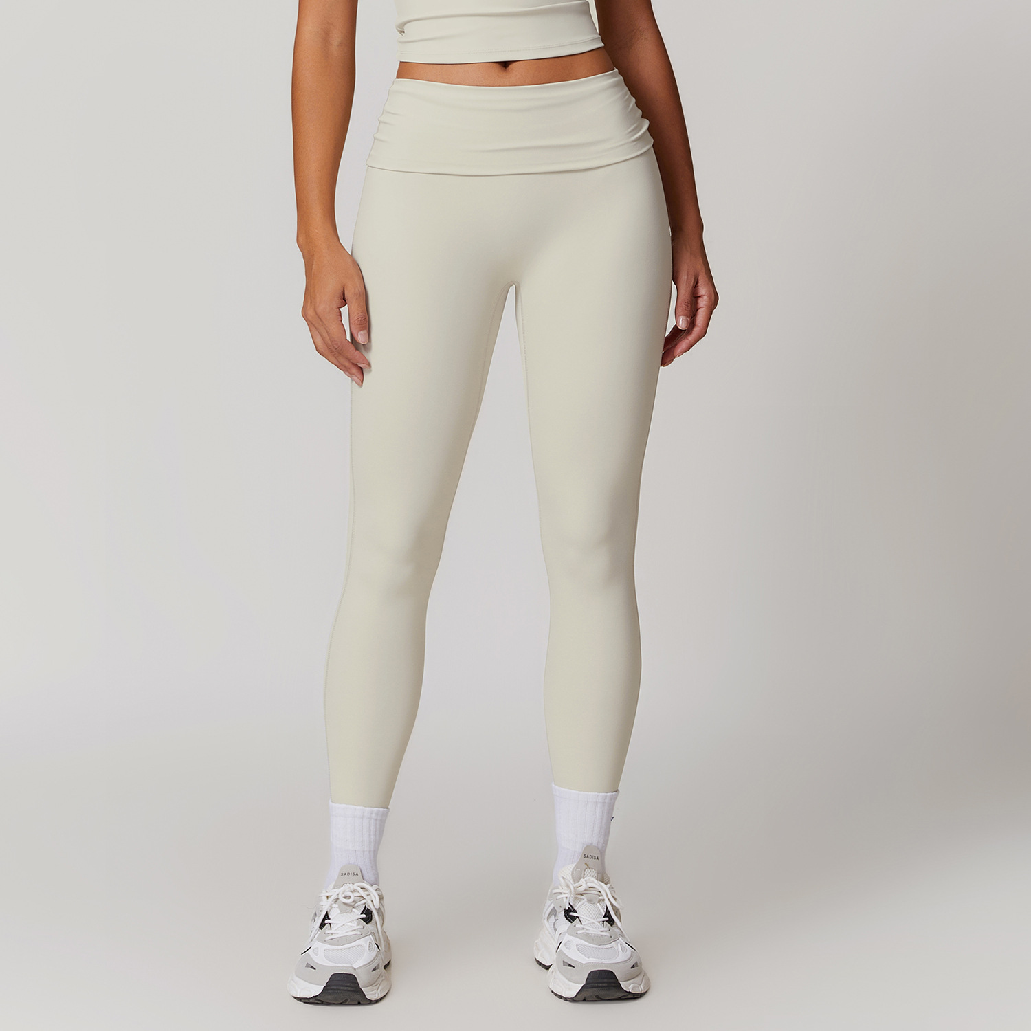 Soft Fabric Folded Waist Yoga Leggings 8791