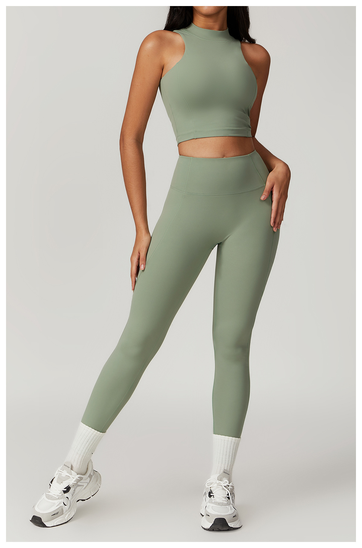 Soft Fabirc Crop Top Yoga Sets 3 Options 8796