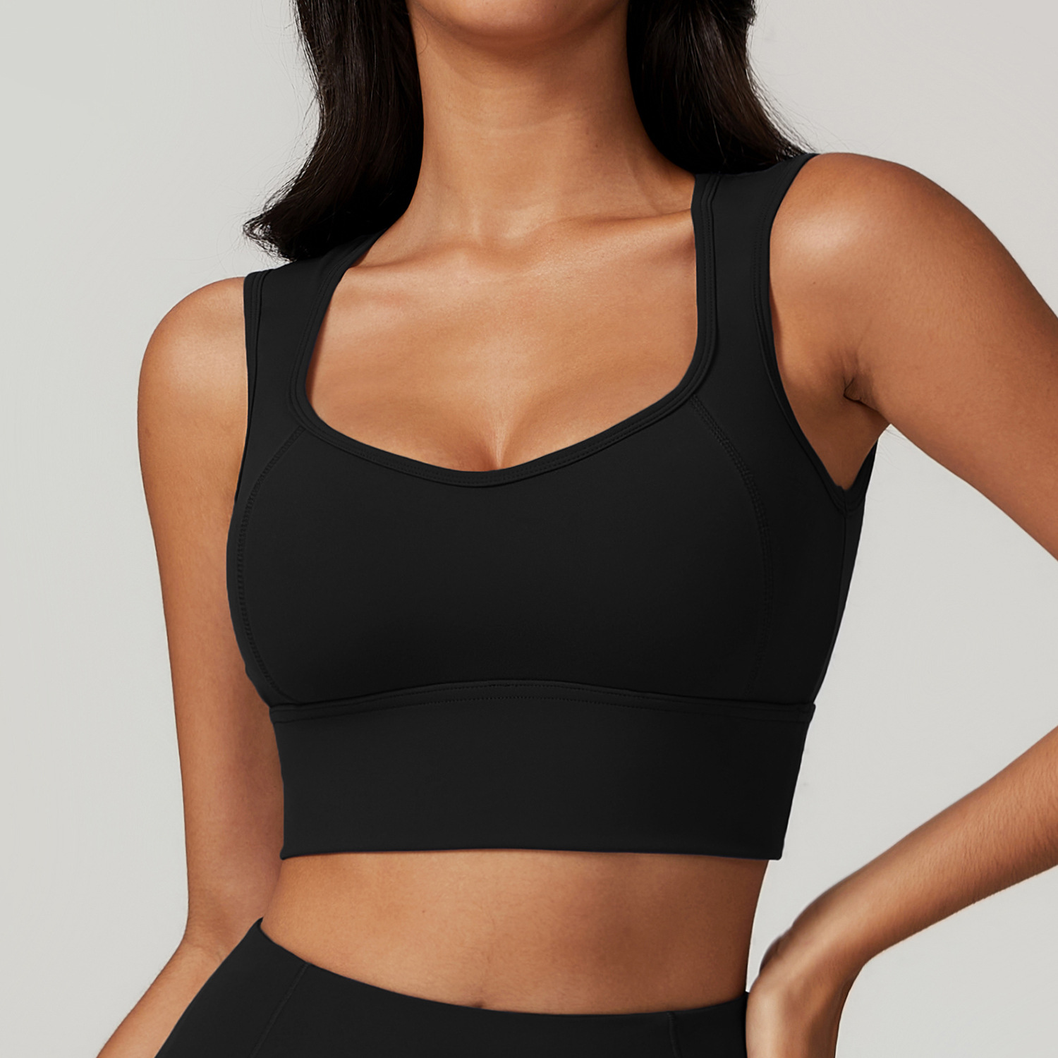 Soft Fabric Wide Hem Backless Yoga Bra 8793