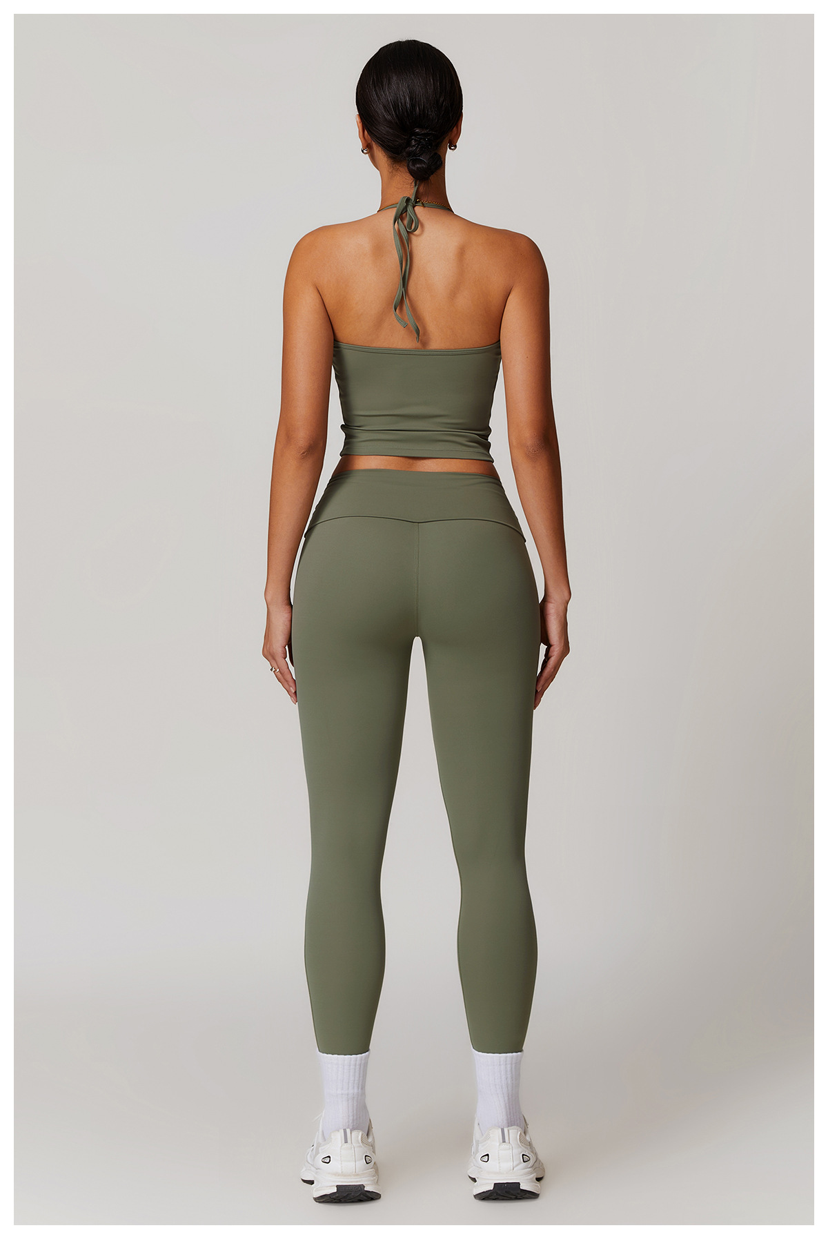 Soft Fabric Folded Waist Yoga Leggings 8791