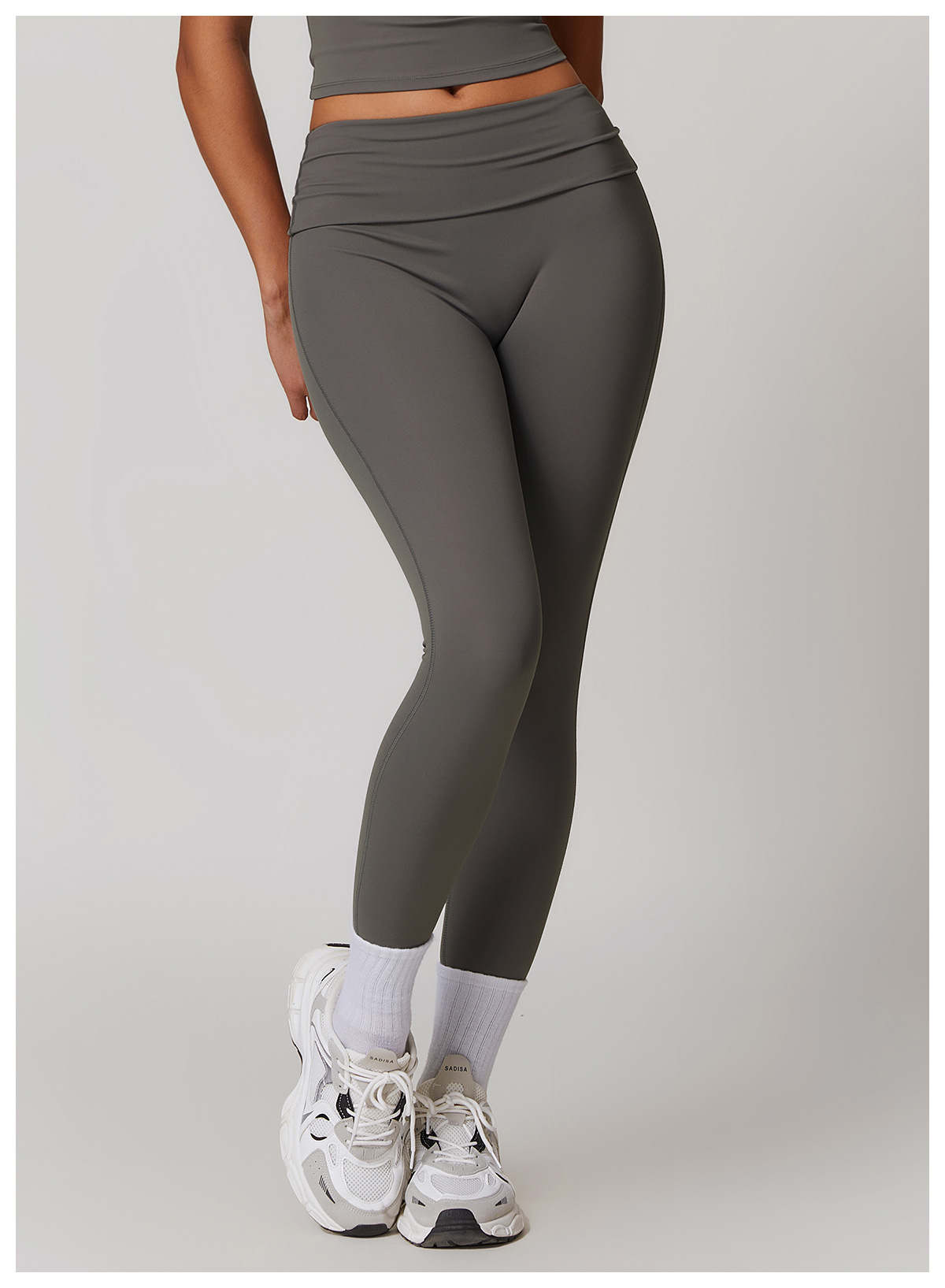 Soft Fabric Folded Waist Yoga Leggings 8791