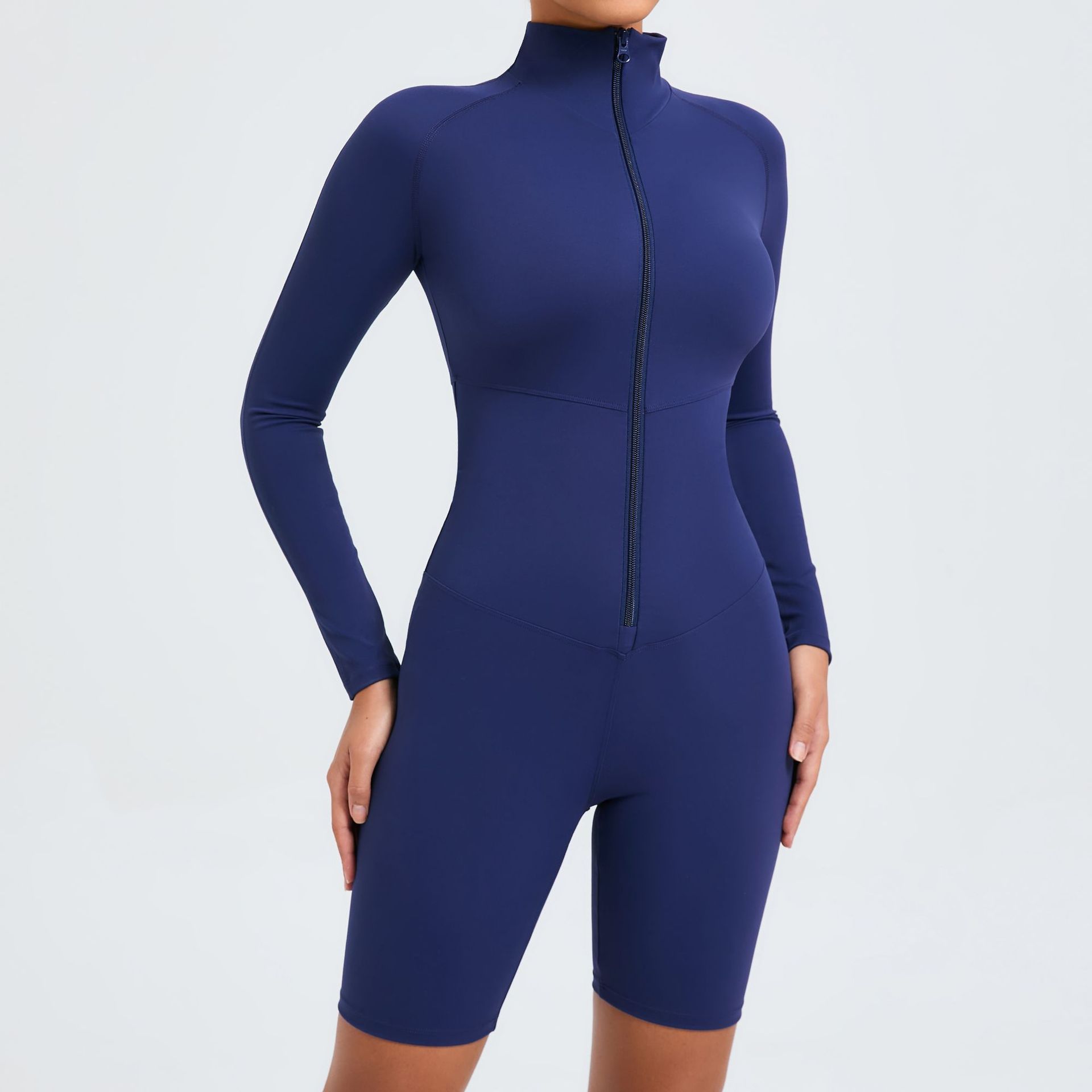 Belly Control Zipper Long Sleeve Fitness Sports Jumpsuit  QS51002