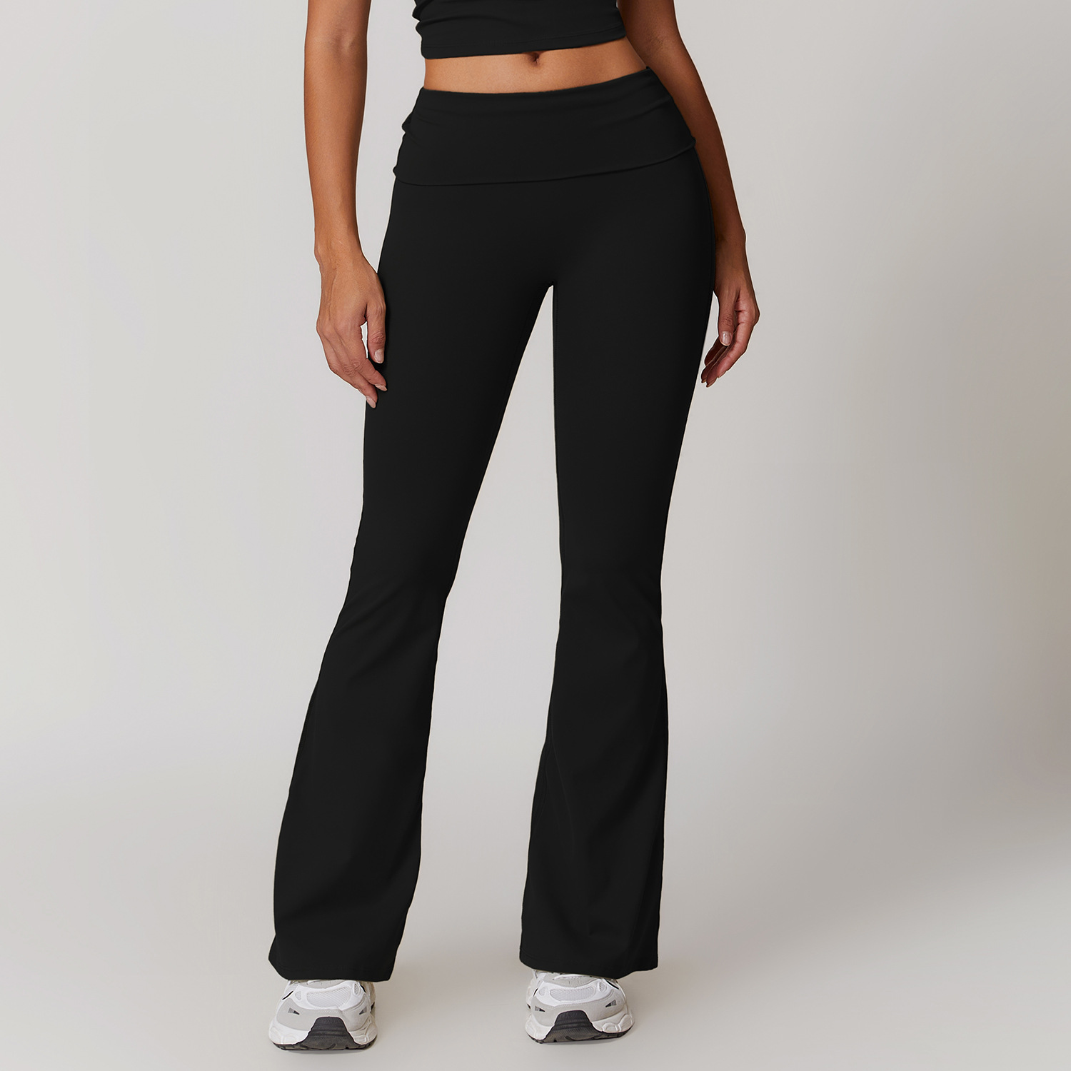 Soft Fabric Folded Waist Flare Yoga Leggings 8791