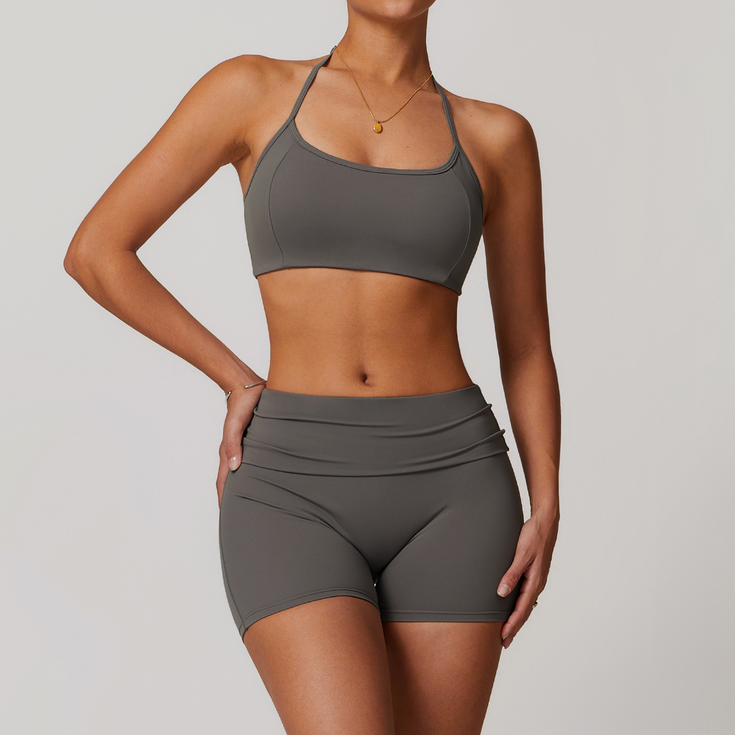 Soft Fabirc Thin Strap Halter Yoga Short Sets 2 Options 8791
