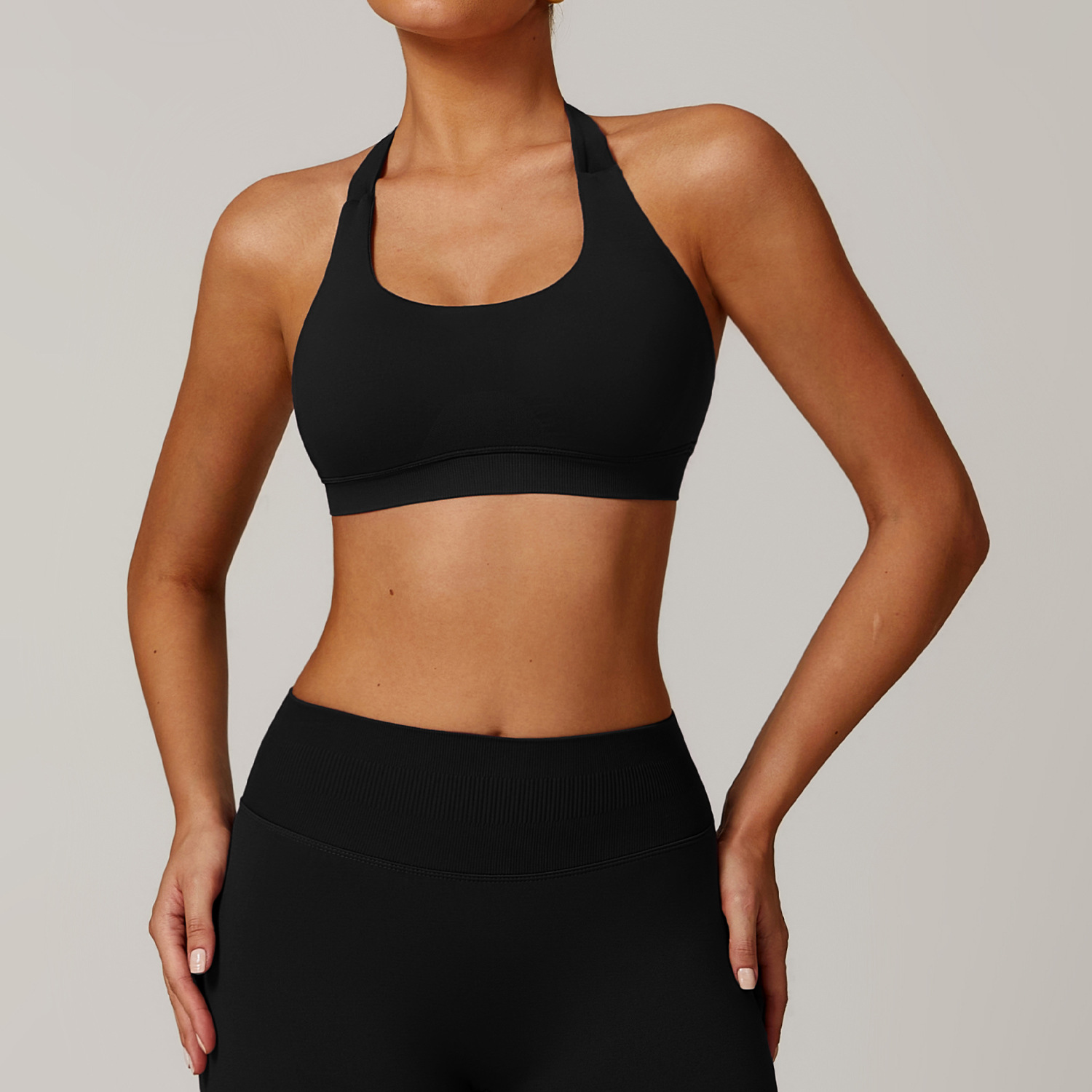 Seamless Halter Backless Yoga Bra 7755