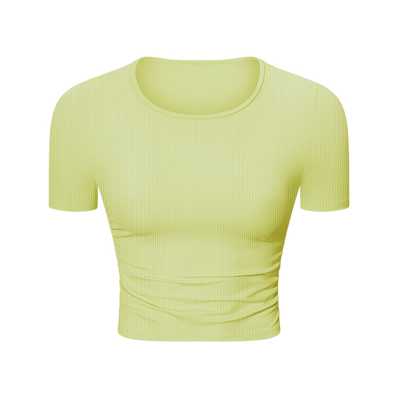 Ribbed Breathable Solid Color Yoga T-shirts DS374