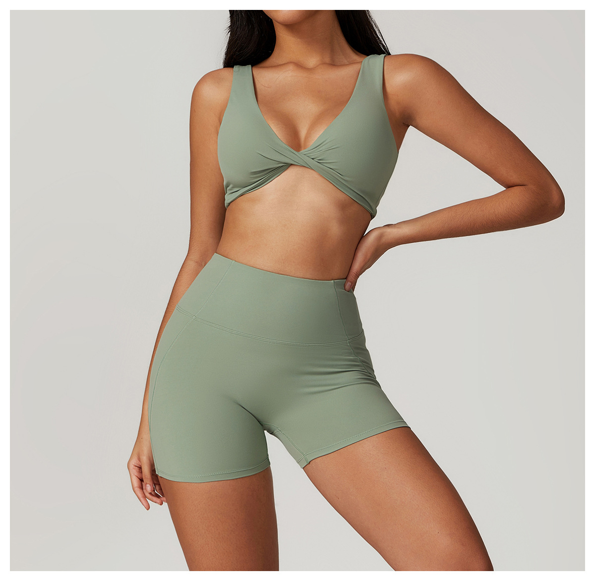 Soft Fabric Twist Front Backless Yoga Bra 8796