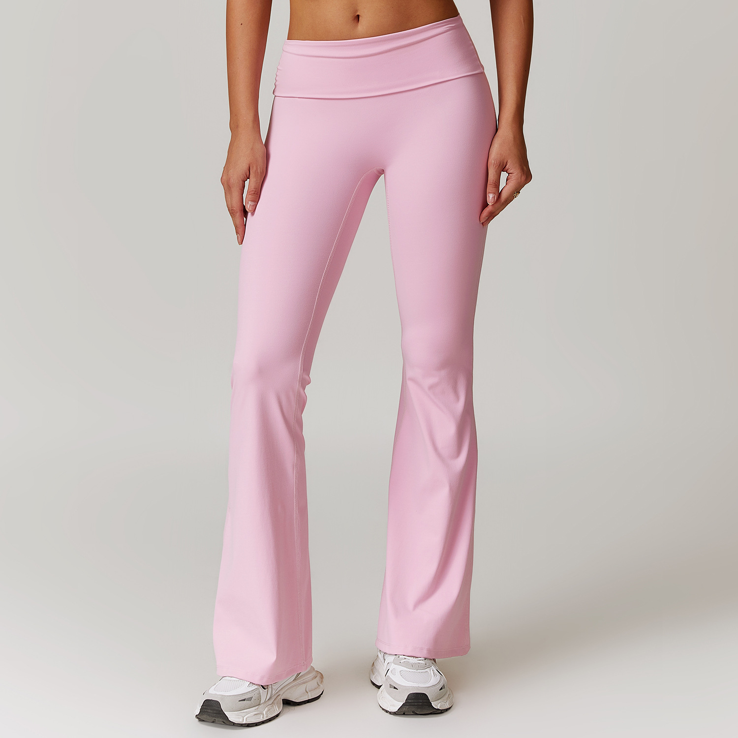 Soft Fabric Folded Waist Flare Yoga Leggings 8791