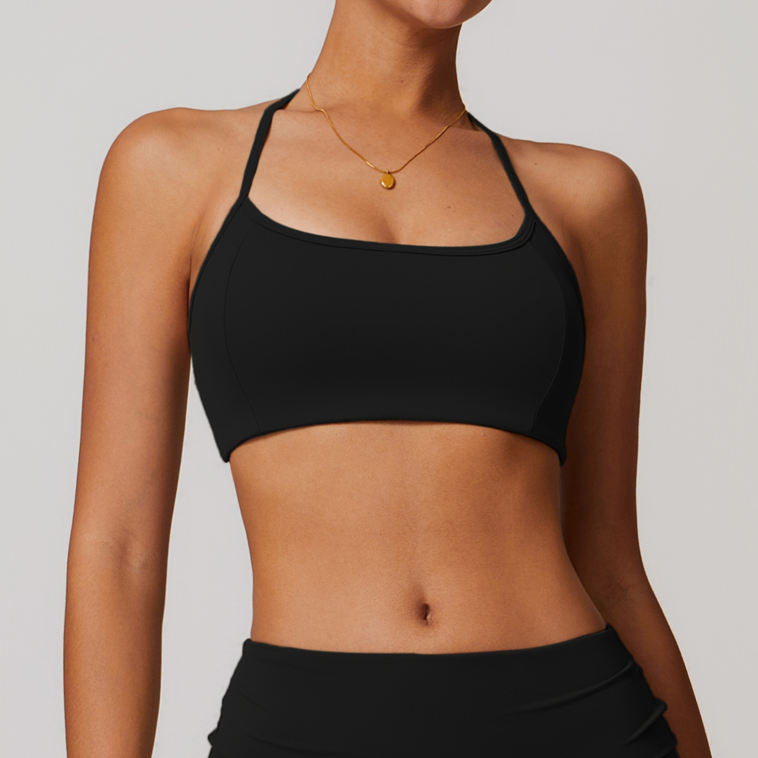 Soft Fabric Thin Strap Halter Yoga Bra 8791