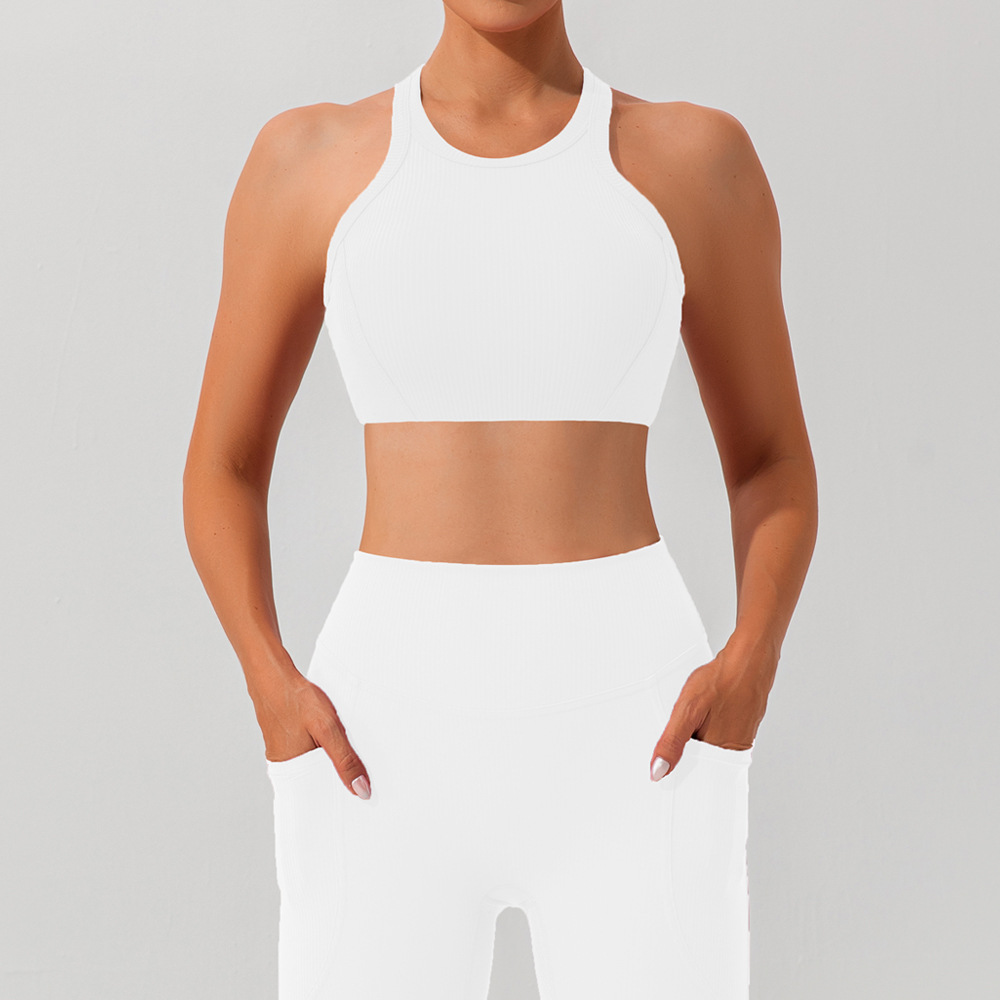 Ribbed Solid Color Soft Material Yoga Bra YW452