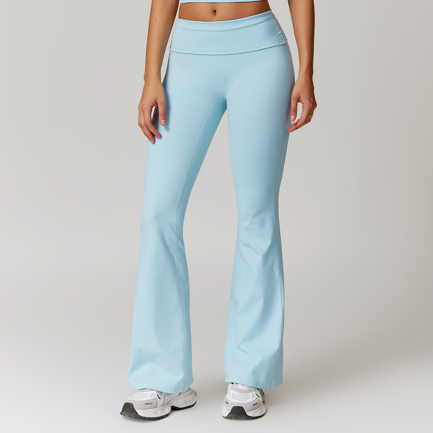 Soft Fabric Folded Waist Flare Yoga Leggings 8791
