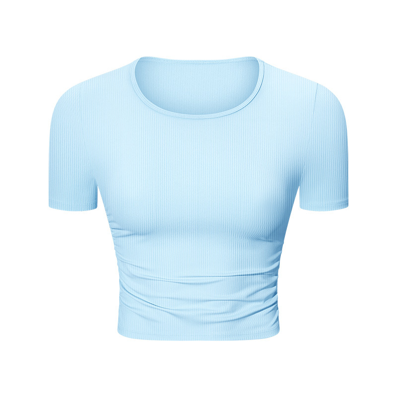 Ribbed Breathable Solid Color Yoga T-shirts DS374