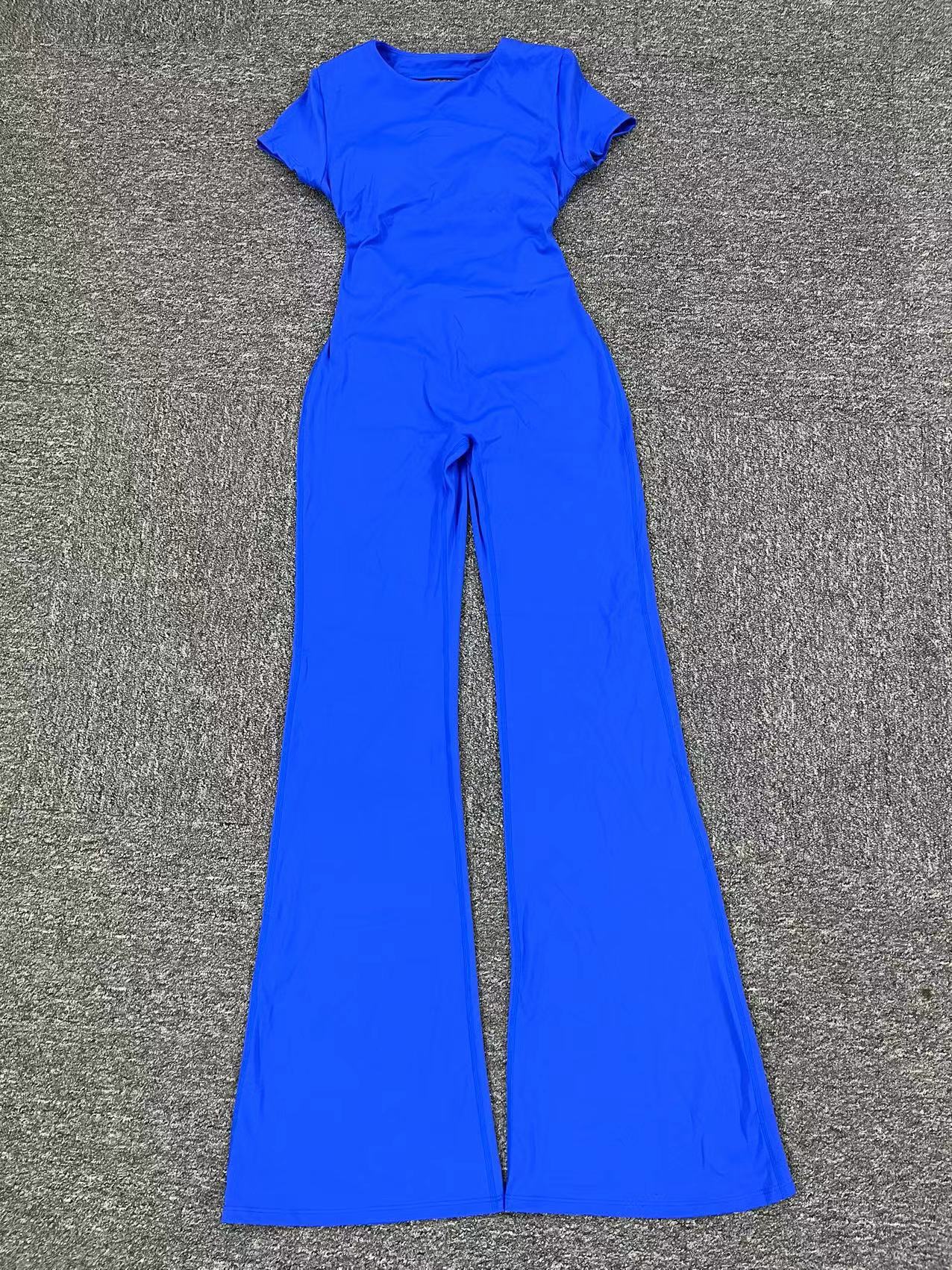 Backless Short-sleeved Nude Yoga Jumpsuit  QS60450