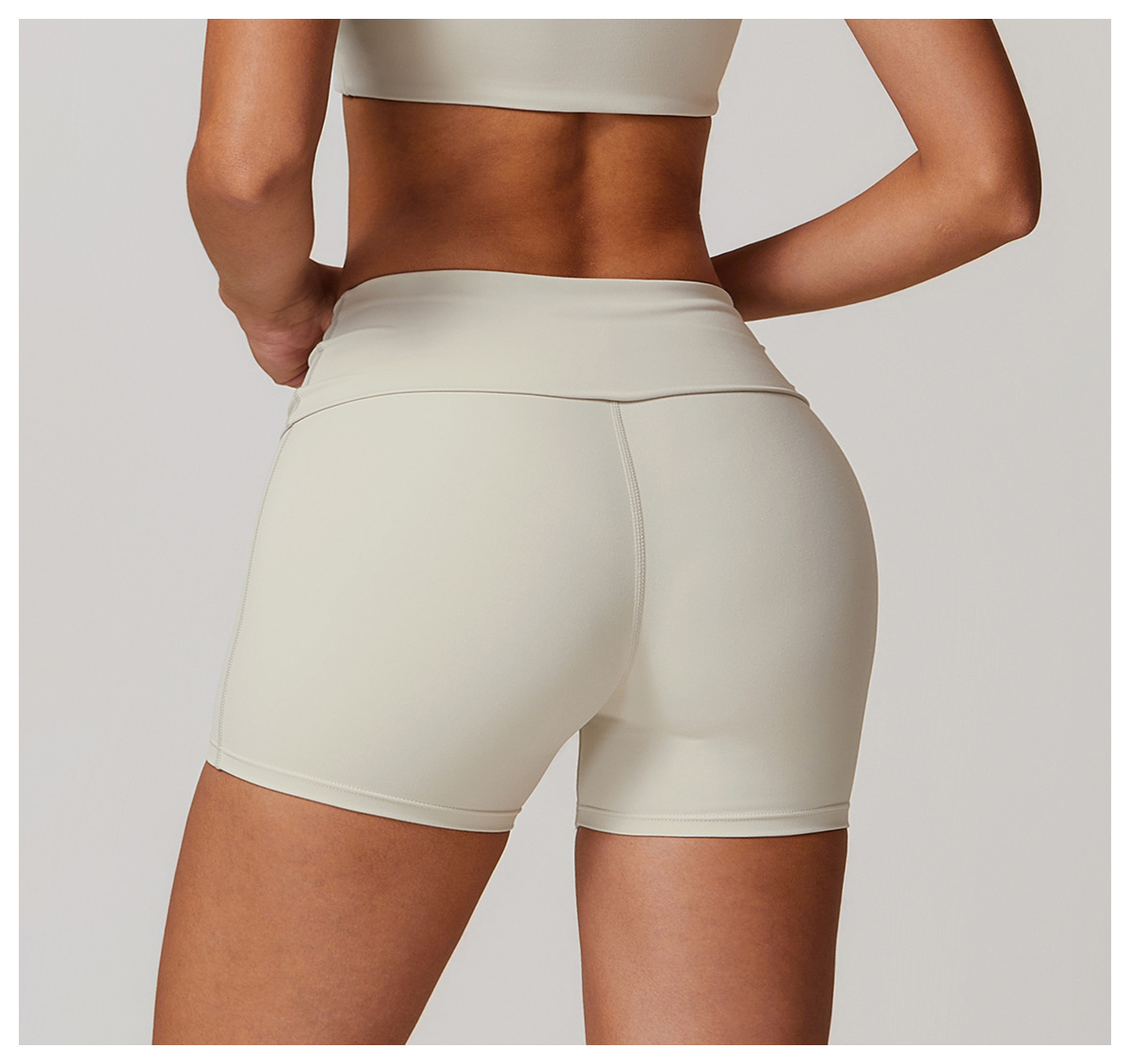 Soft Fabric Folded Waist Yoga Shorts 8791