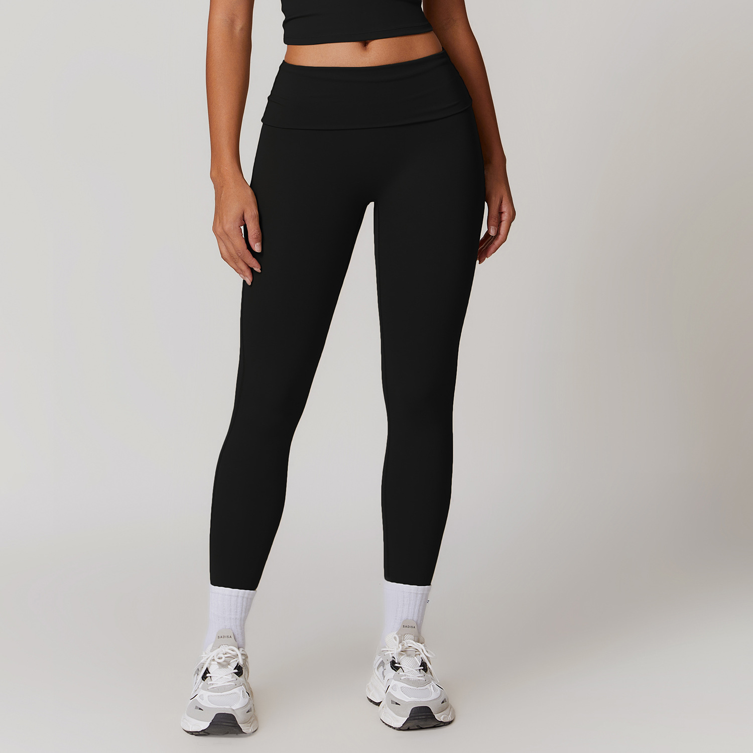 Soft Fabric Folded Waist Yoga Leggings 8791