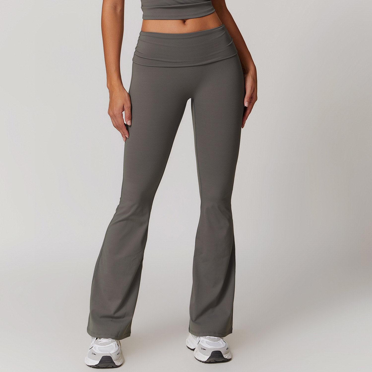 Soft Fabric Folded Waist Flare Yoga Leggings 8791