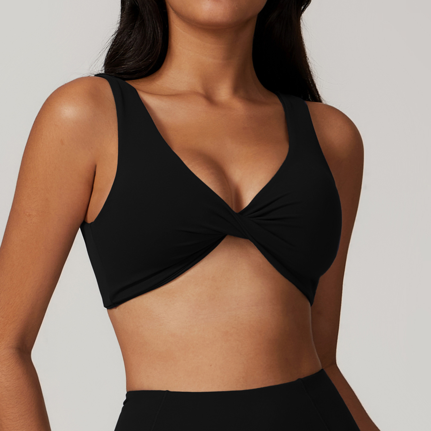 Soft Fabric Twist Front Backless Yoga Bra 8796