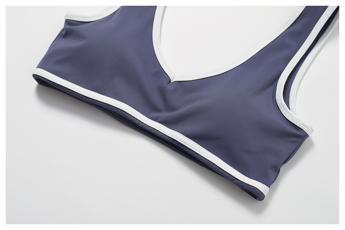 Soft Fabric Contrast Binding Cross Wasit Yoga Short Sets 8843