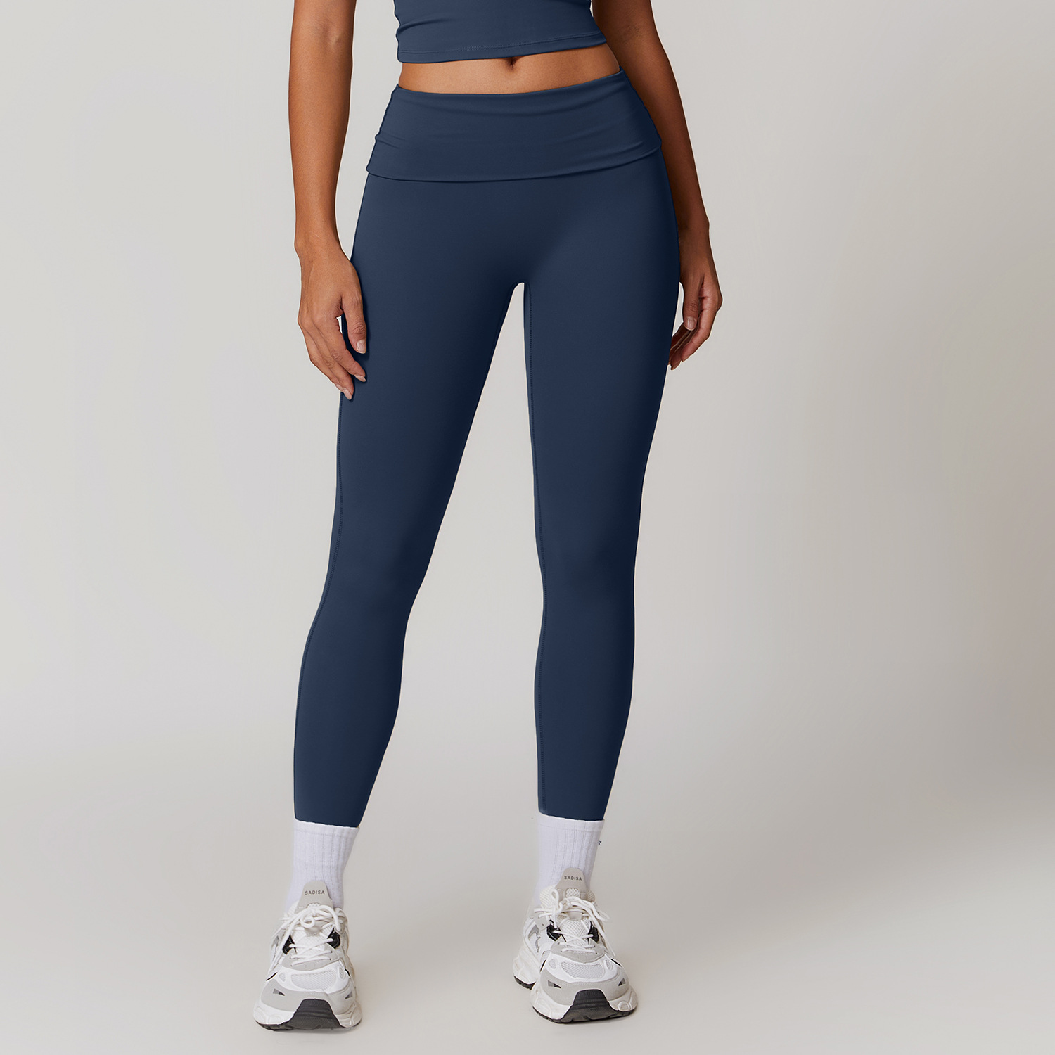 Soft Fabric Folded Waist Yoga Leggings 8791