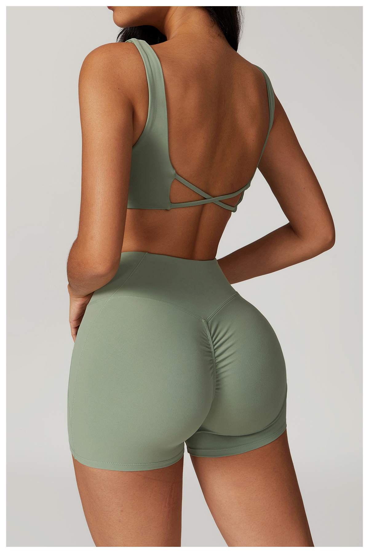 Soft Fabric Twist Front Backless Yoga Bra 8796