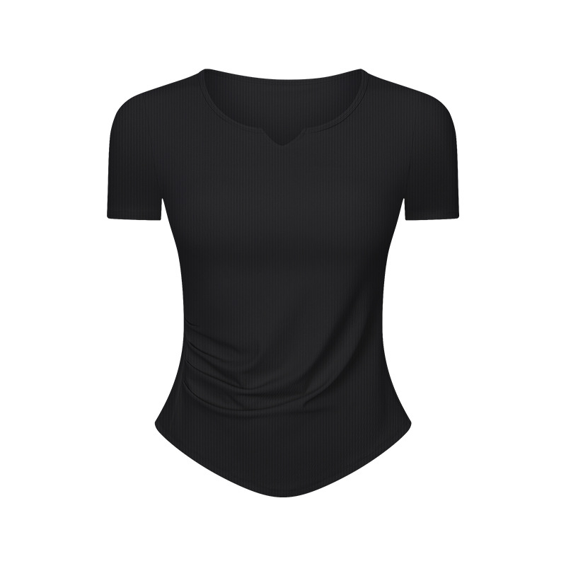 Breathable V-neck Solid Color Yoga T-shirts DS386