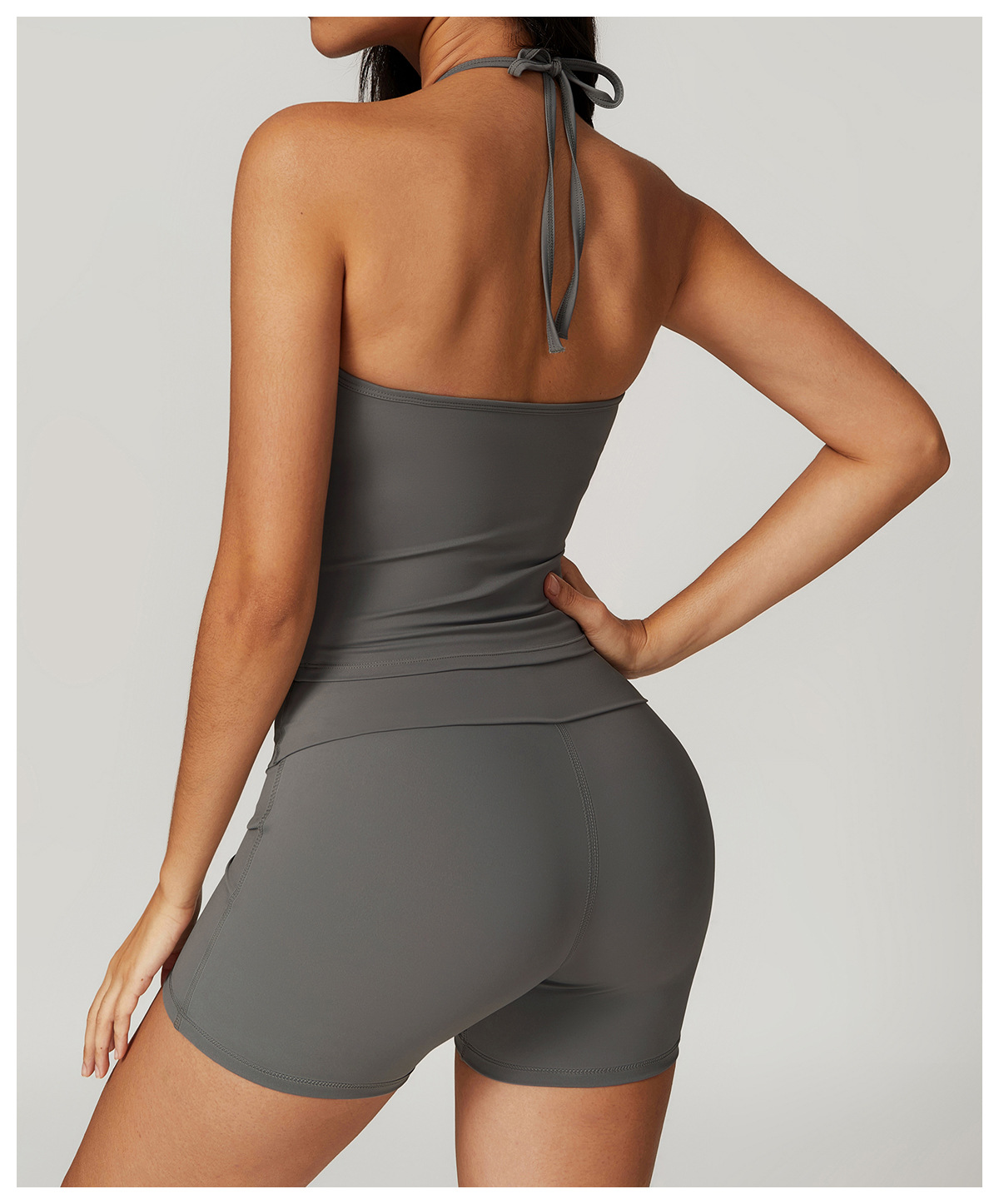 Soft Fabirc Thin Strap Halter Yoga Short Sets 2 Options 8791
