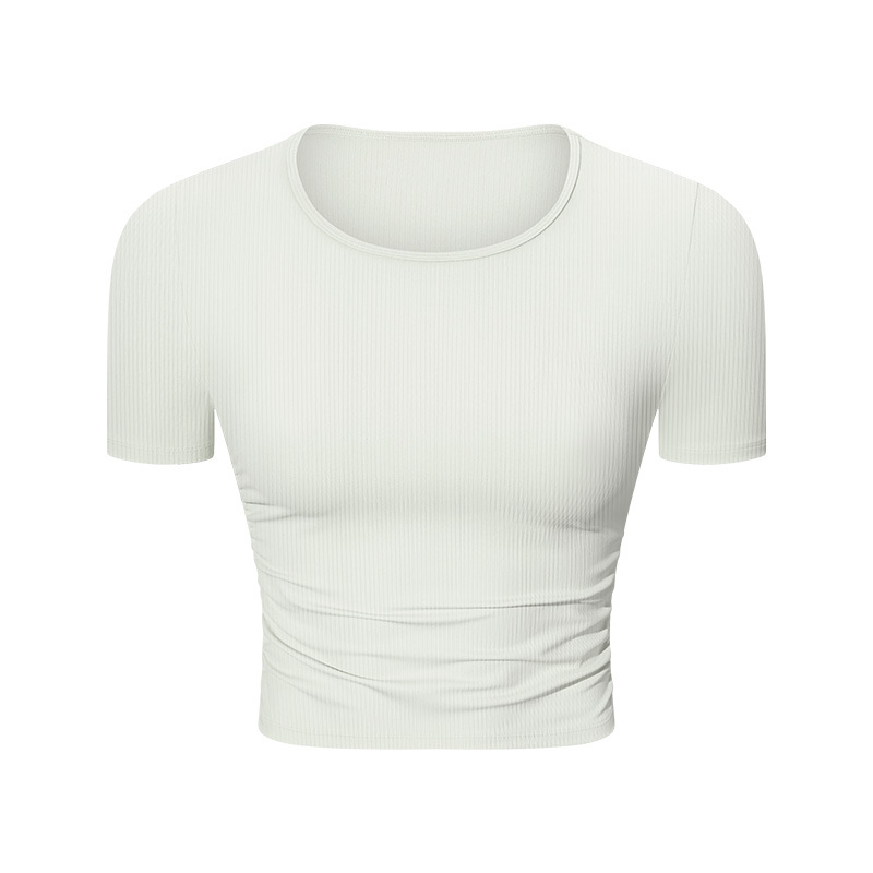 Ribbed Breathable Solid Color Yoga T-shirts DS374