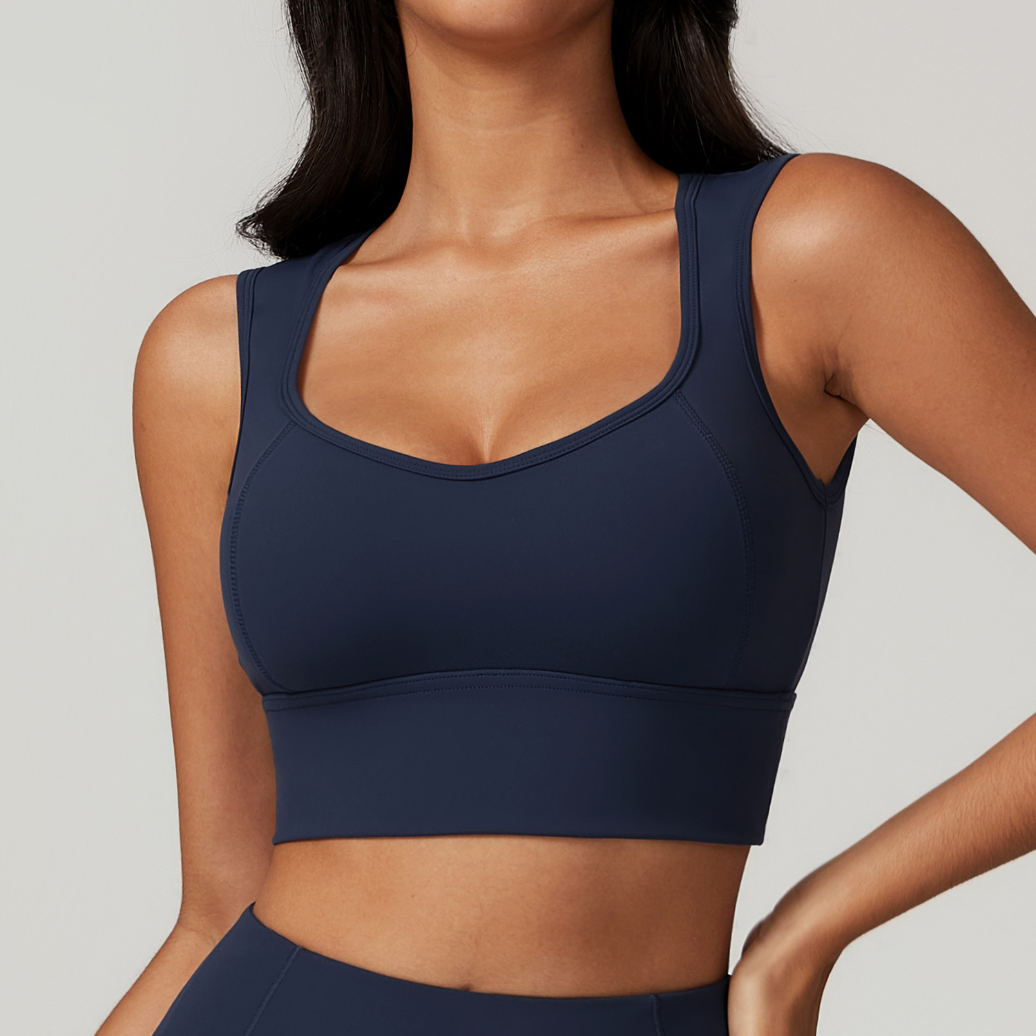 Soft Fabric Wide Hem Backless Yoga Bra 8793