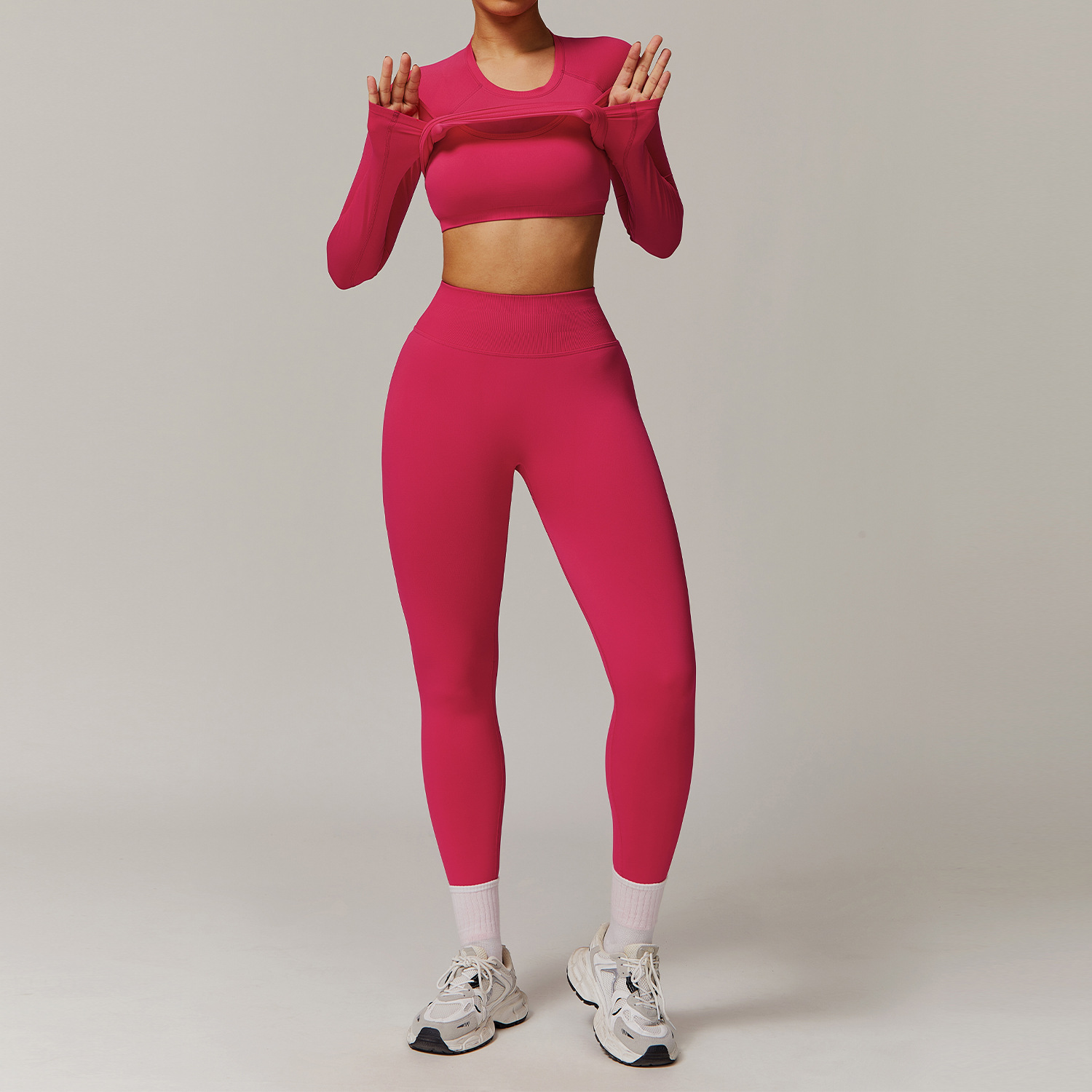 Seamless Scrunch Three Pieces Yoga Sets 4 Options 7731